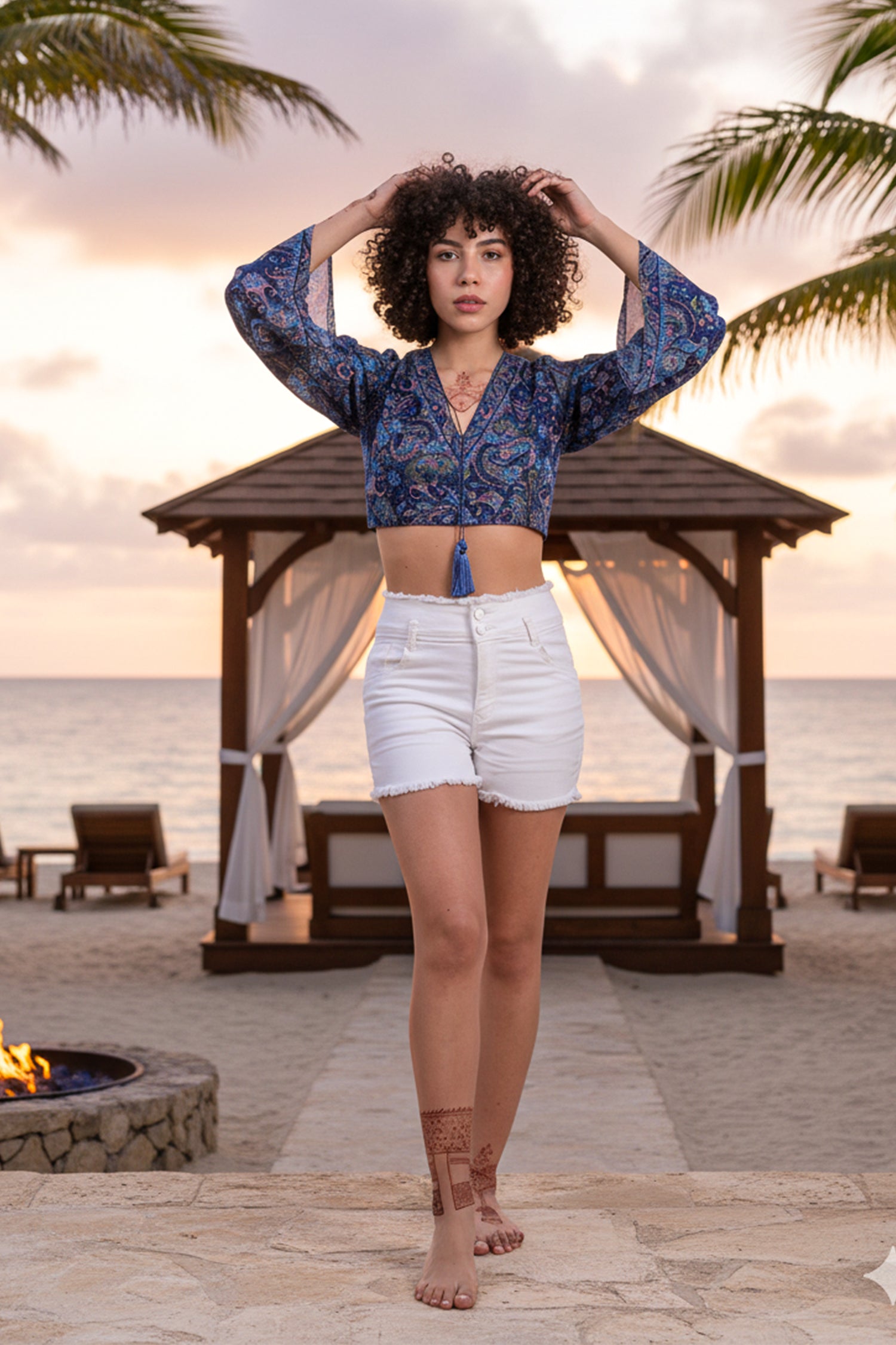 Rhea Bell Sleeve Crop Top