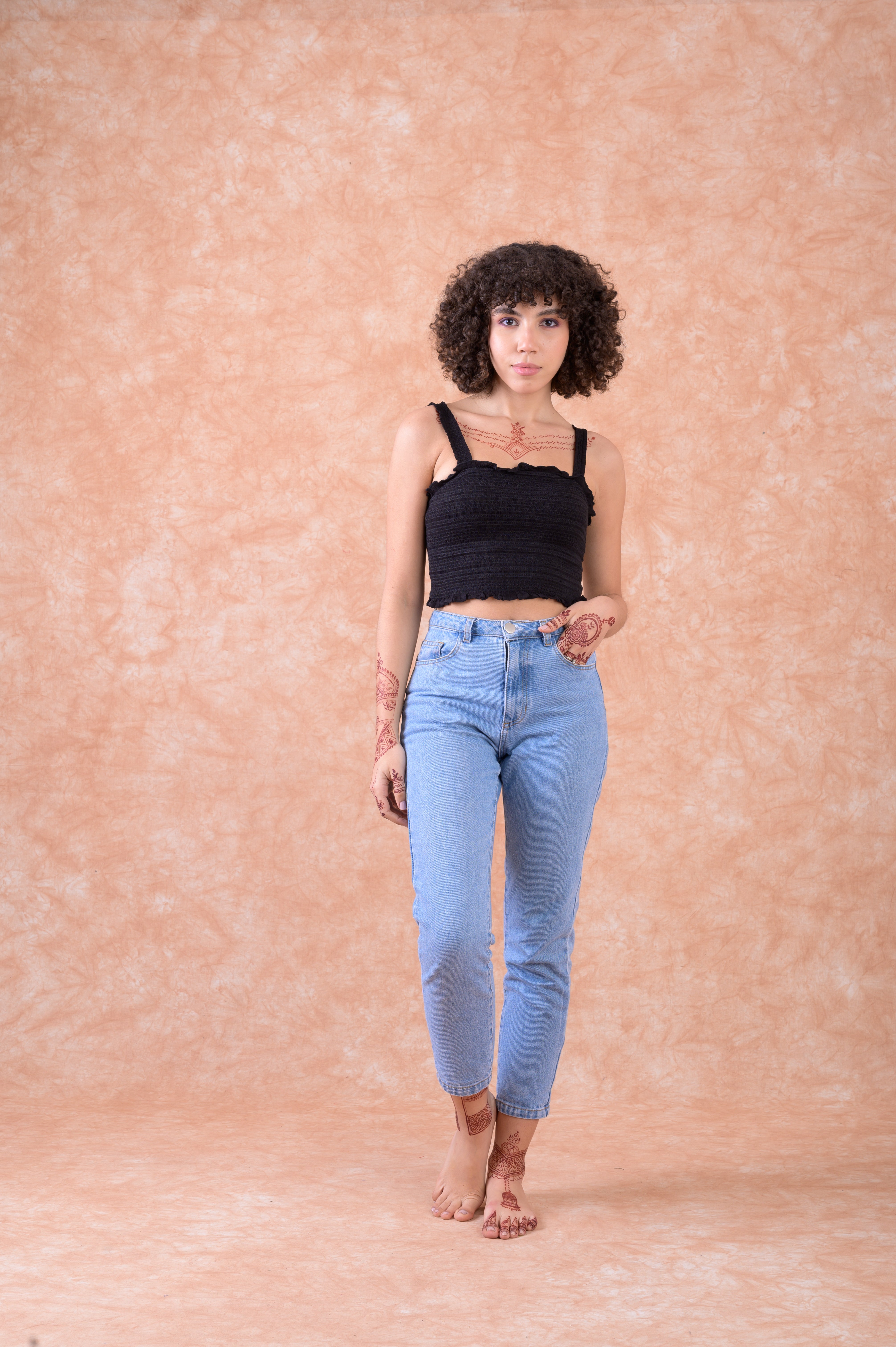 Rhea Smoked Short Top Black / S/M