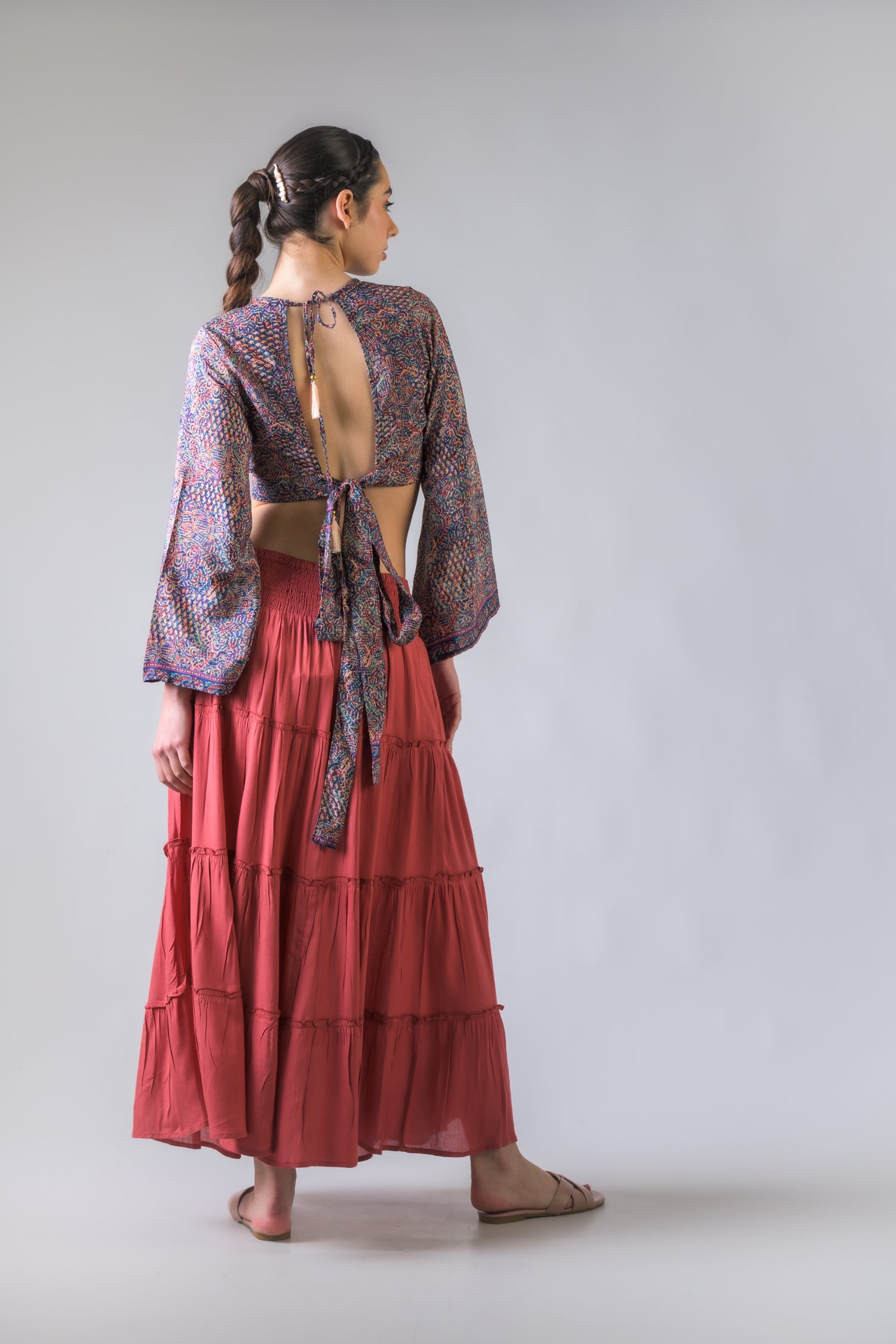 Rhea Bell Sleeve Crop Top Assorted / One Size