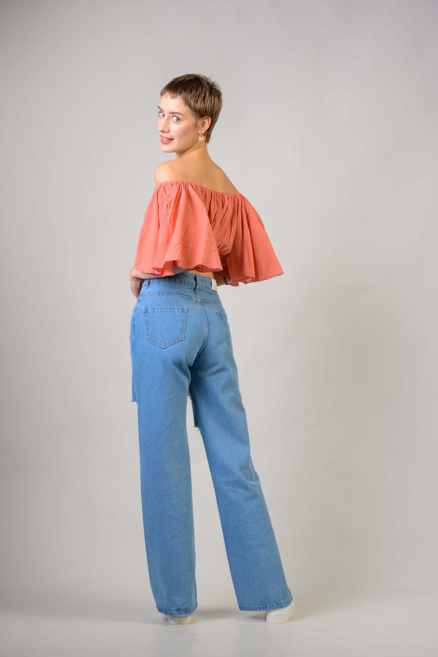 Rhea Tied Smocked Crop Top Assorted / One Size