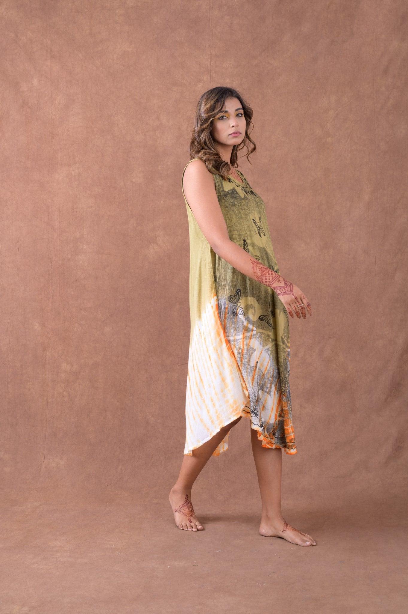 Rhea Butterfly Flowing Dress Green / One Size