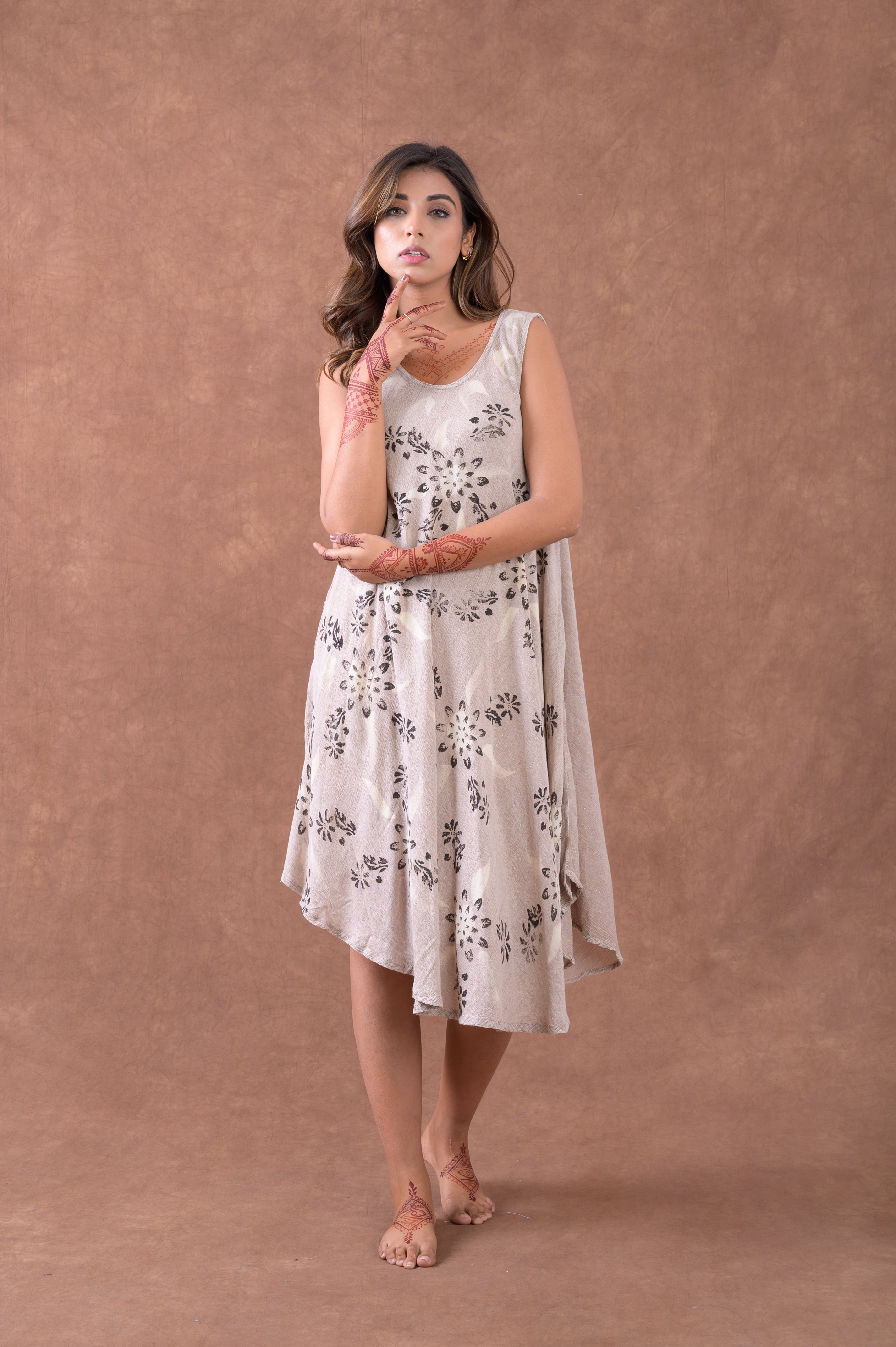 Rhea Flowers on Heather Sleeveless Print Dress