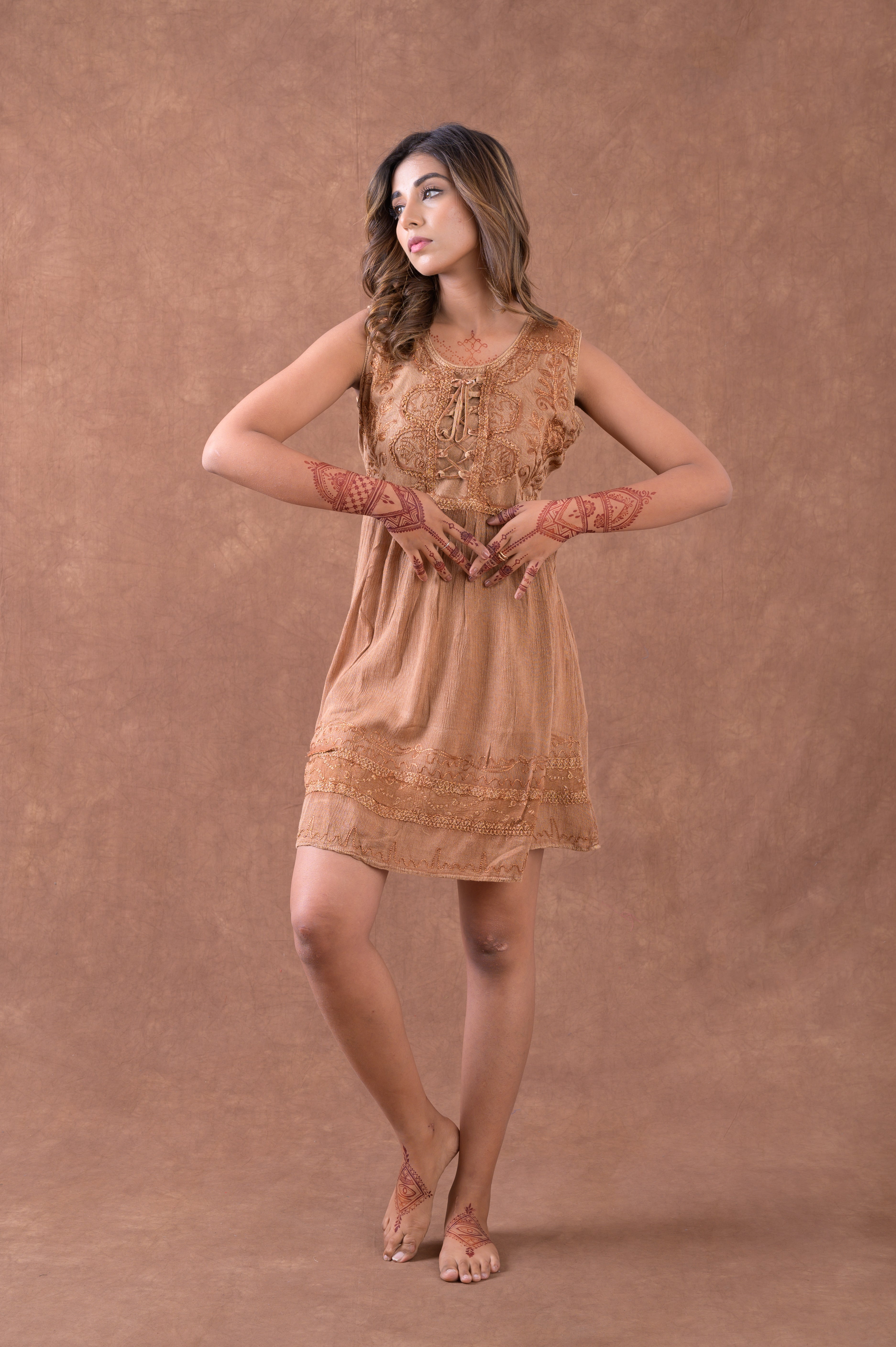 Rhea Short Sleeveless Laced Dress