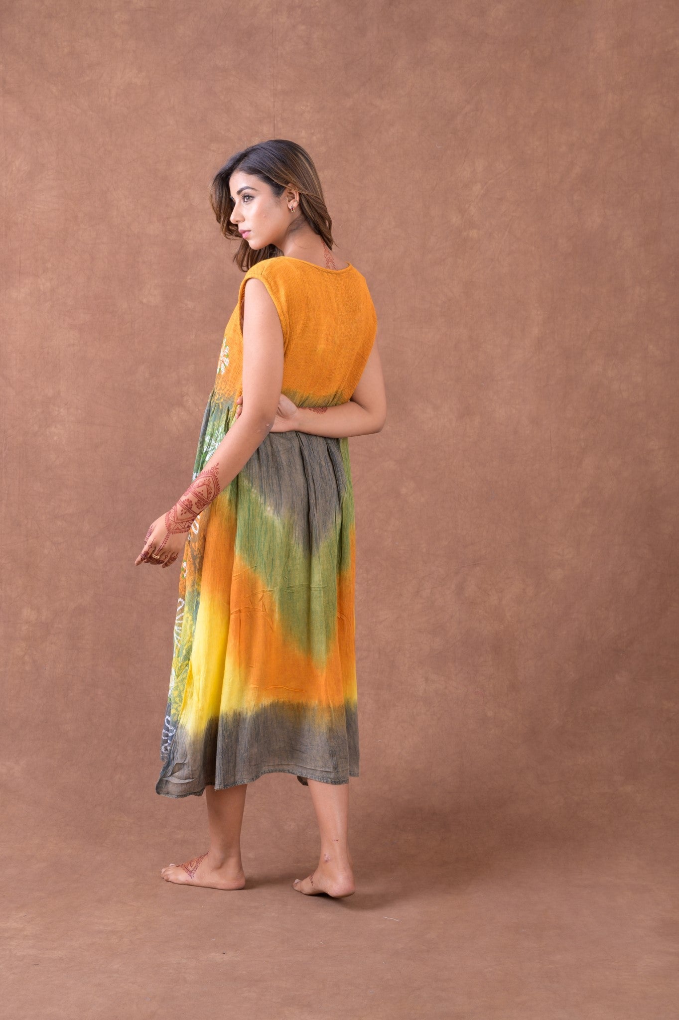 Rhea Elastic Tie Dye Patterned Dress multicolor / One Size