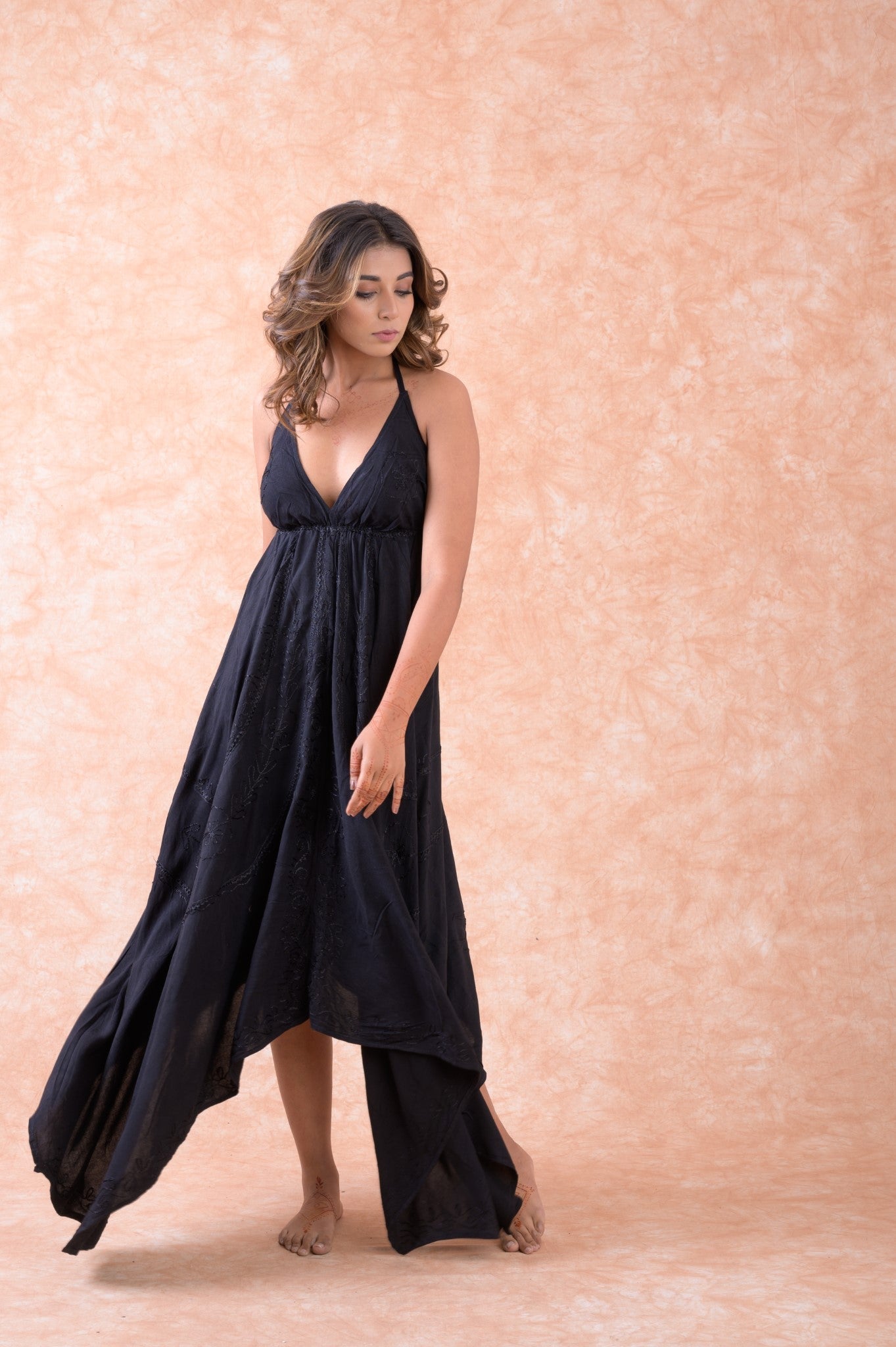 Rhea Spaghetti Strap Flowing Dress Black / One Size