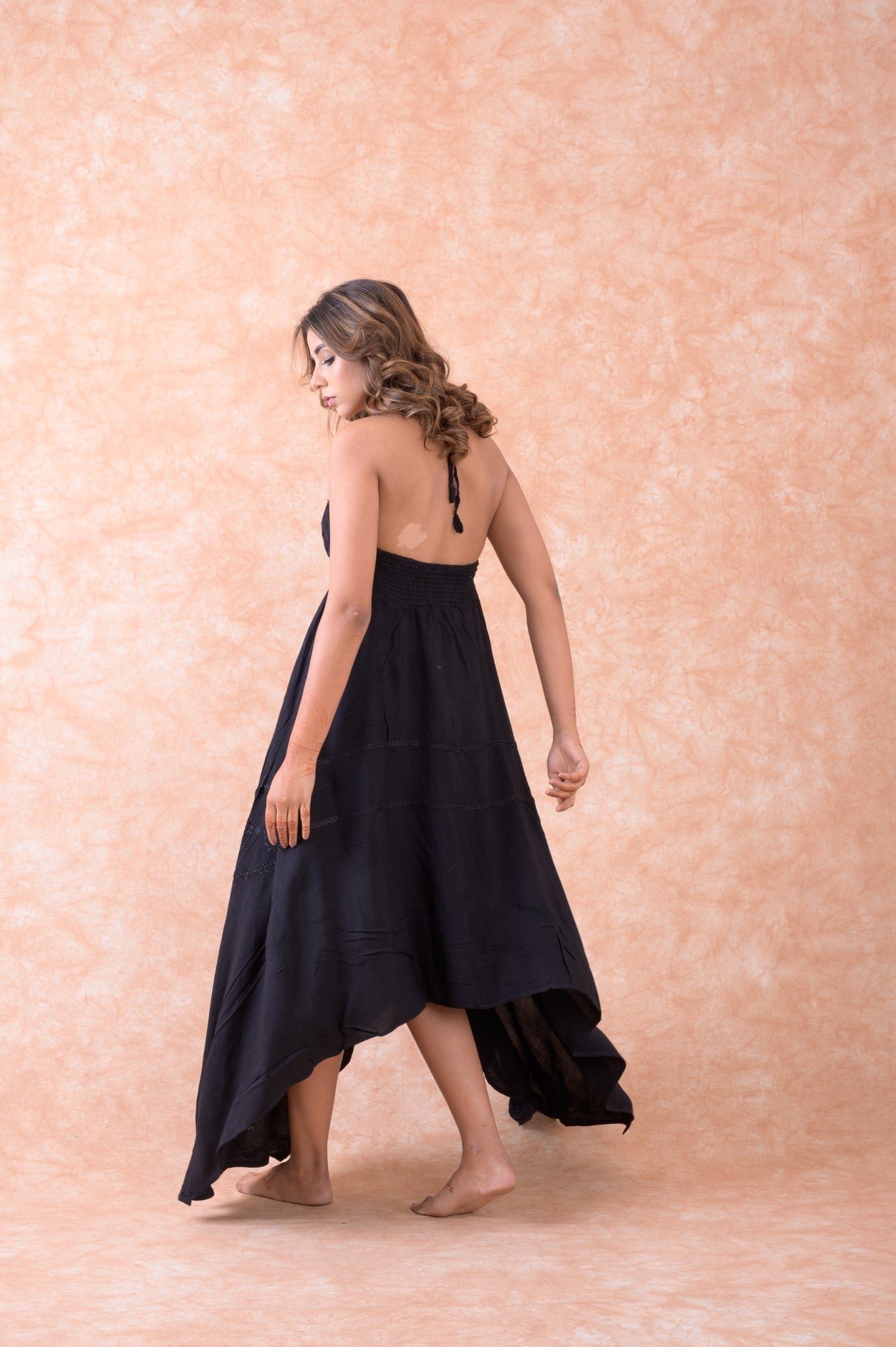 Rhea Spaghetti Strap Flowing Dress Black / One Size