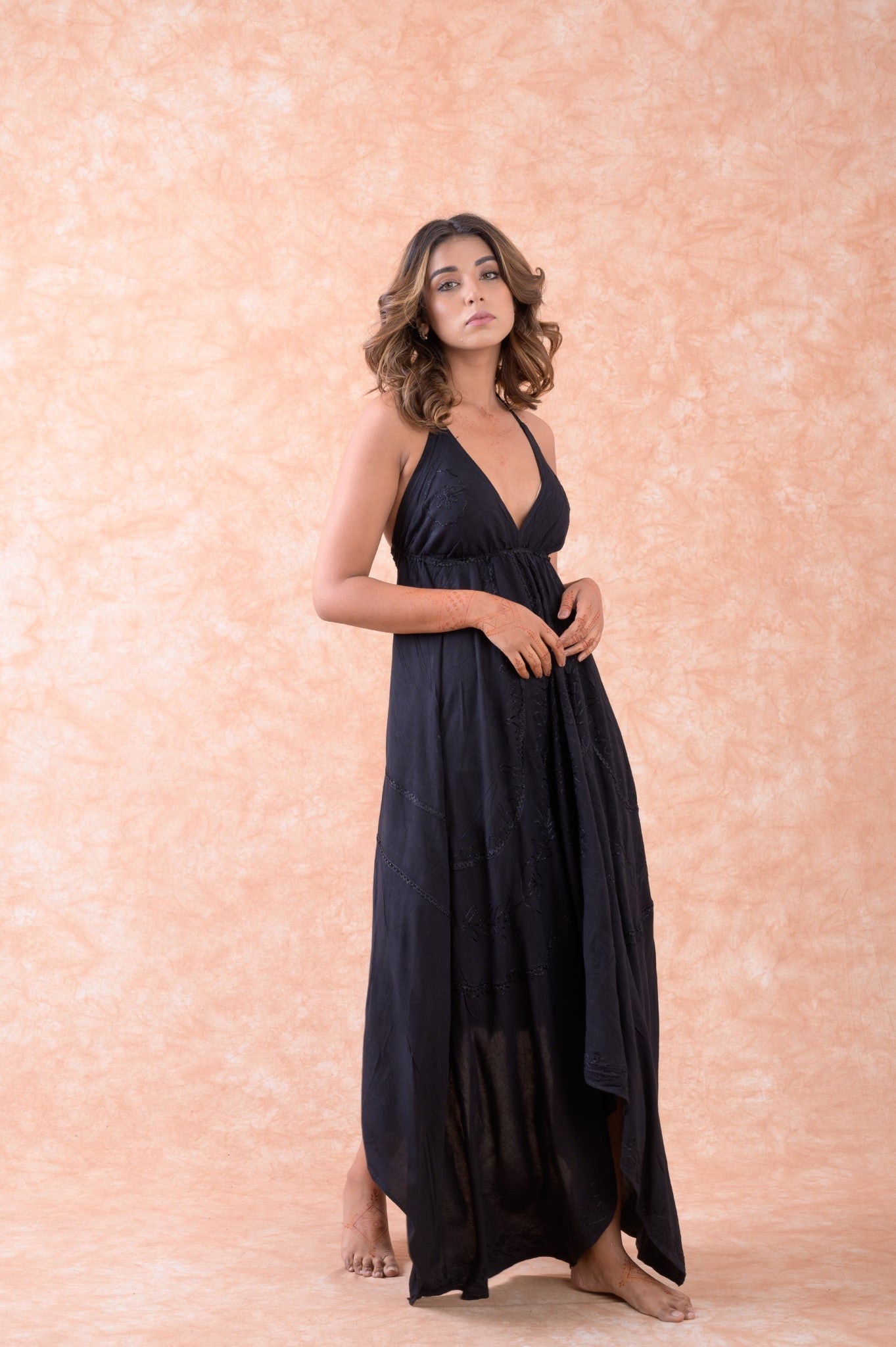 Rhea Spaghetti Strap Flowing Dress Black / One Size