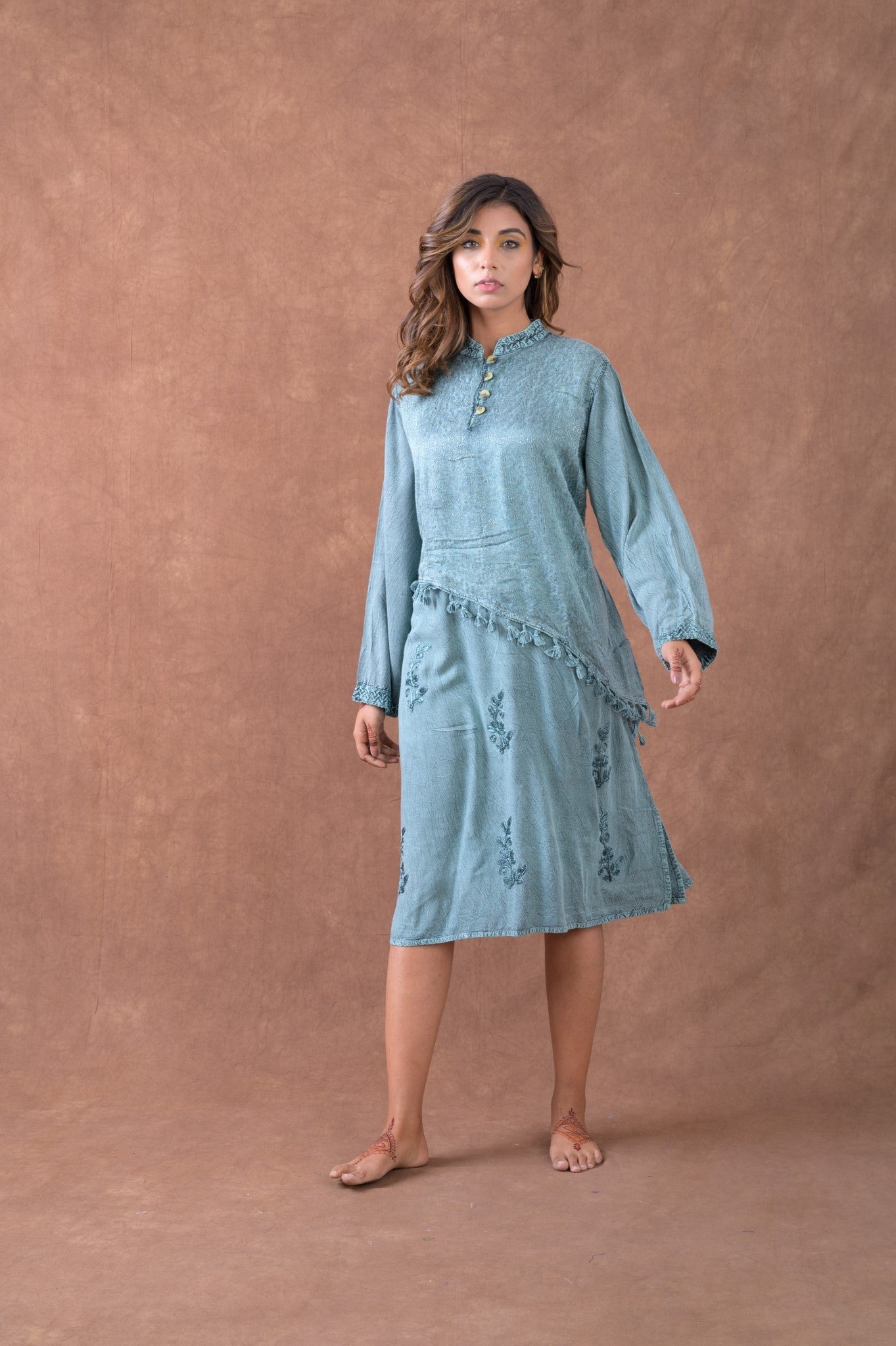 Rhea Long Sleeve Dress Turquoise / One Size