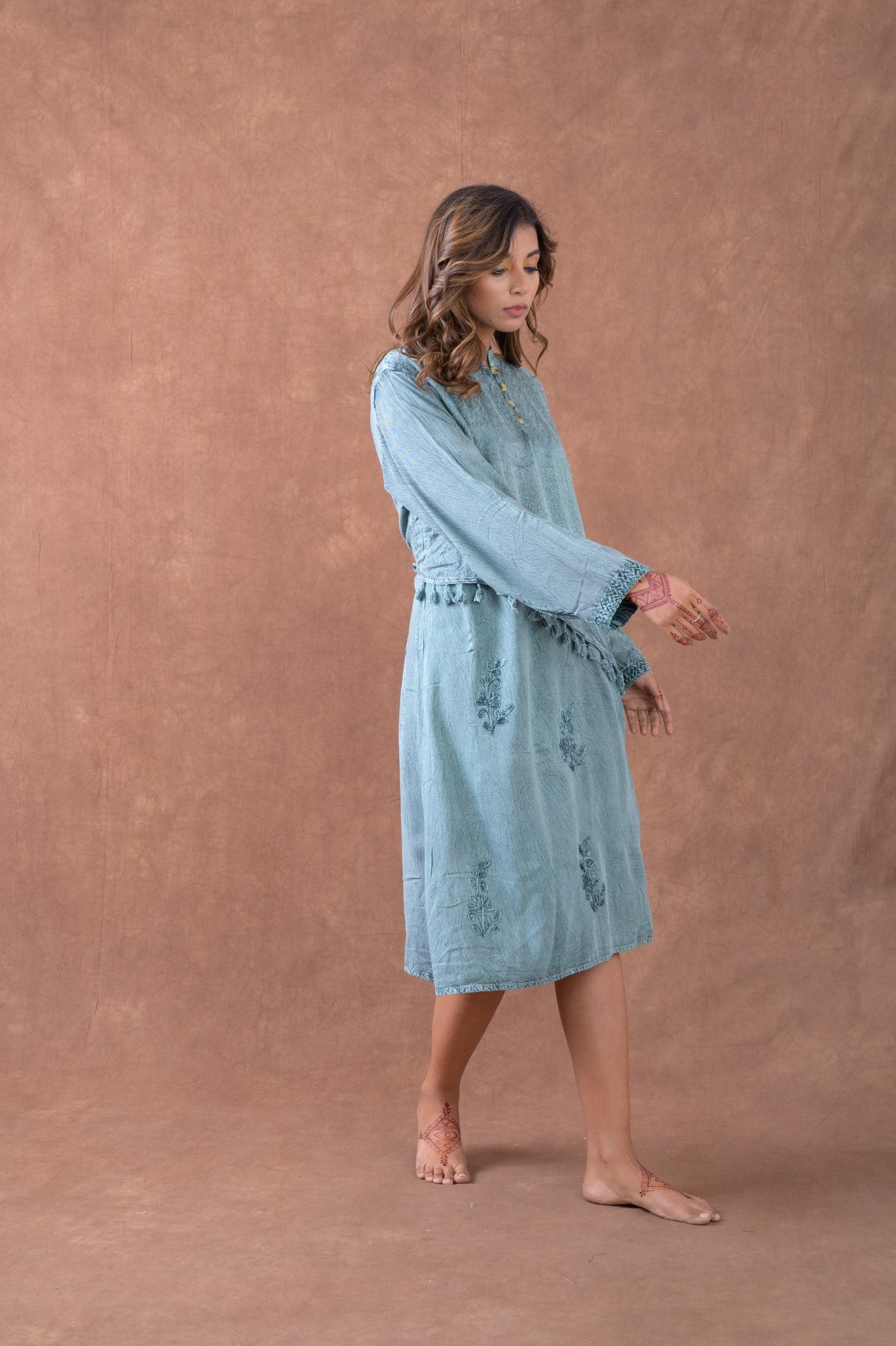 Rhea Long Sleeve Dress Turquoise / One Size