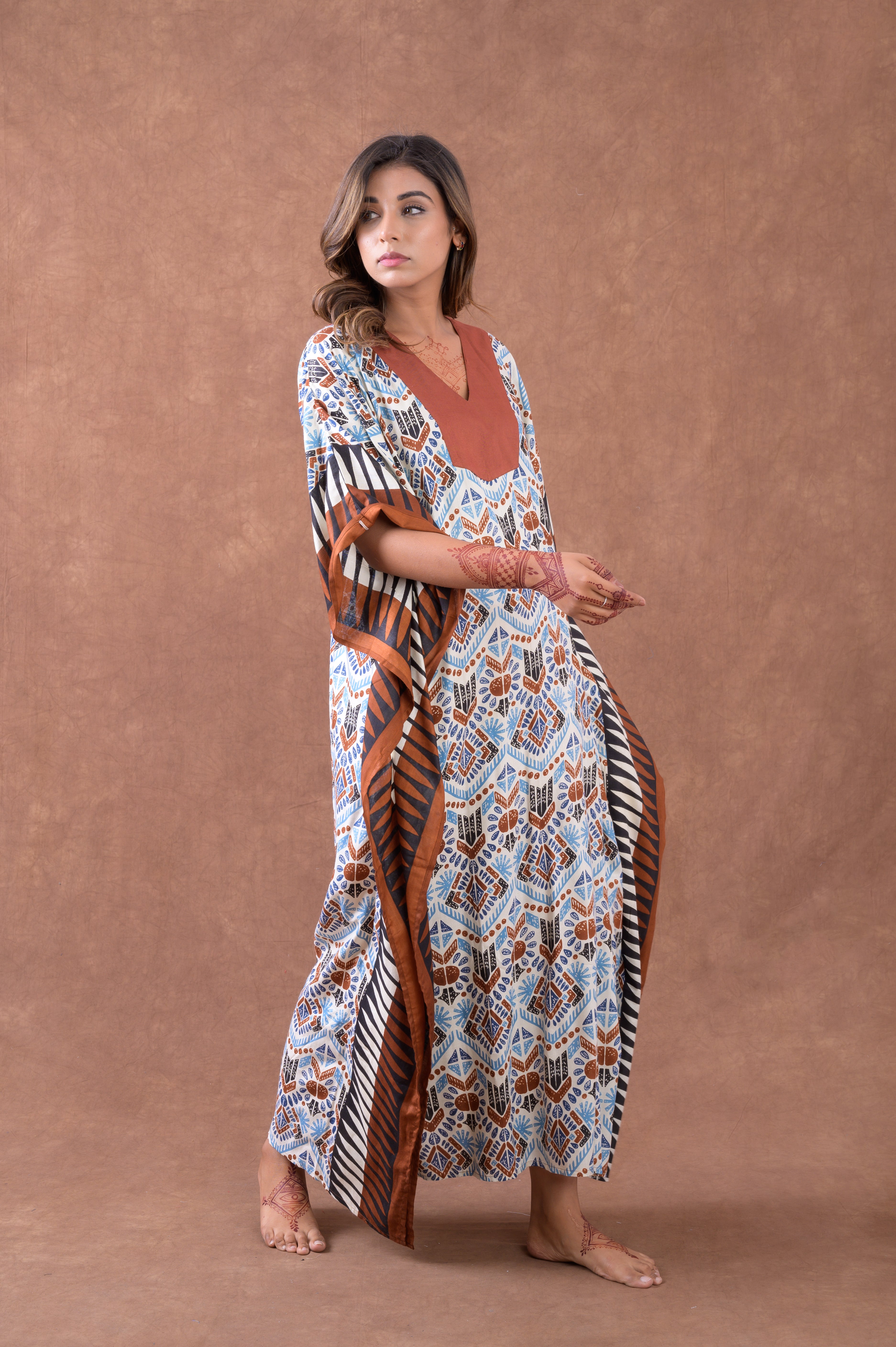 Rhea Print Long Kaftan