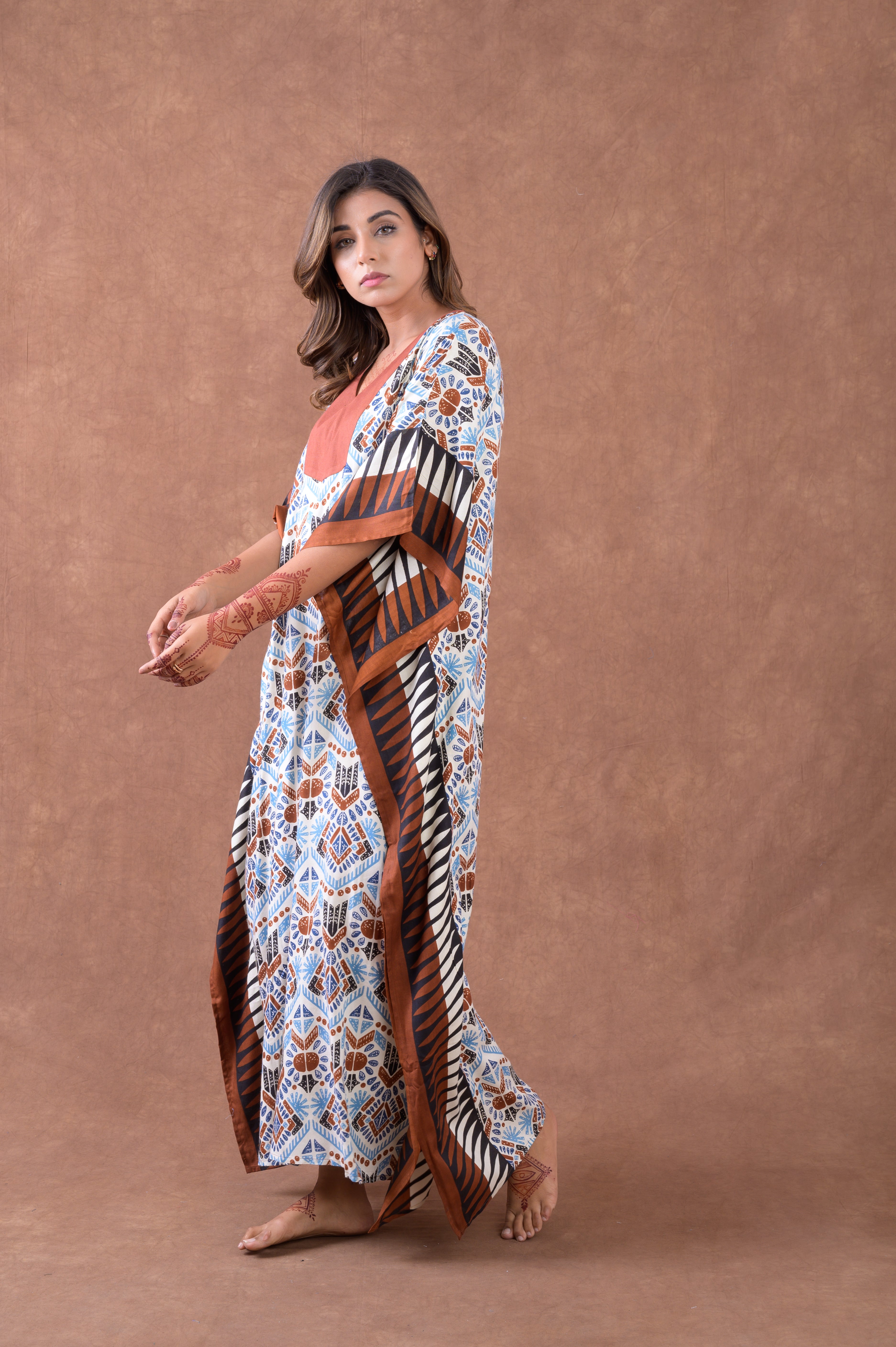 Rhea Print Long Kaftan