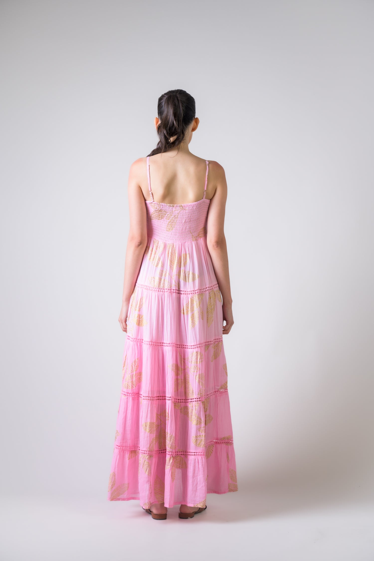 Rhea Sleeveless Foil Print Gown Pink / One Size