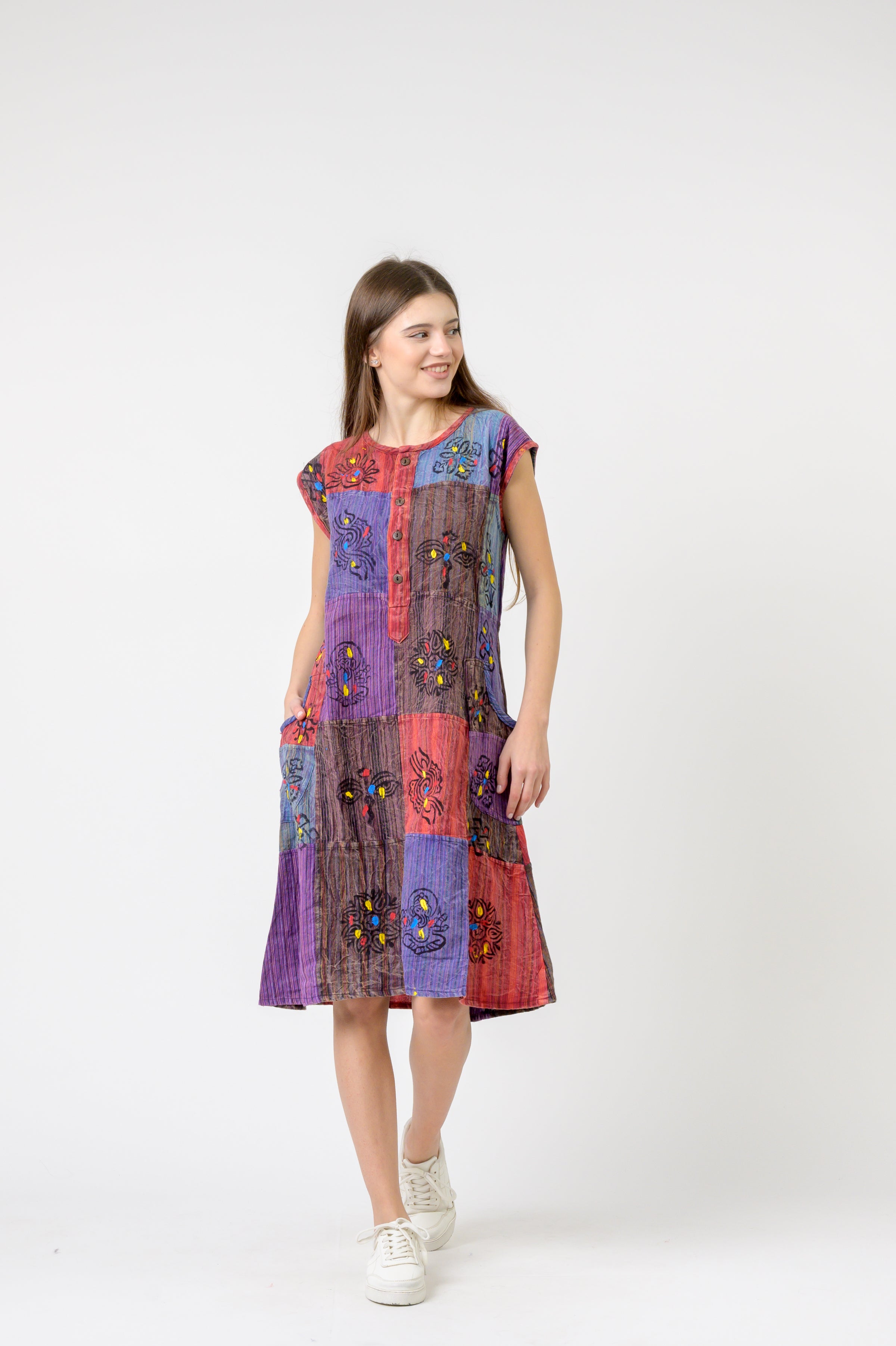 Rhea Half-Button Midi Dress