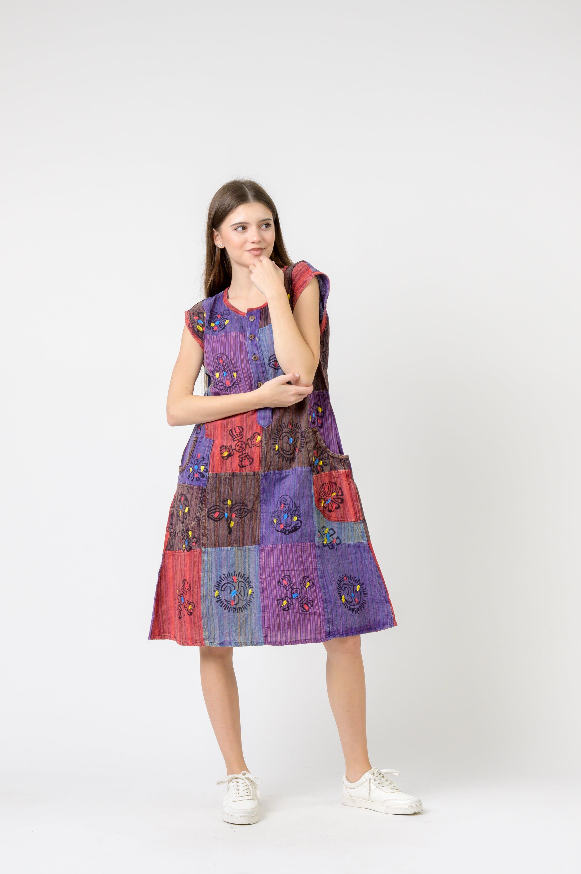 Rhea Half-Button Midi Dress (Assorted)