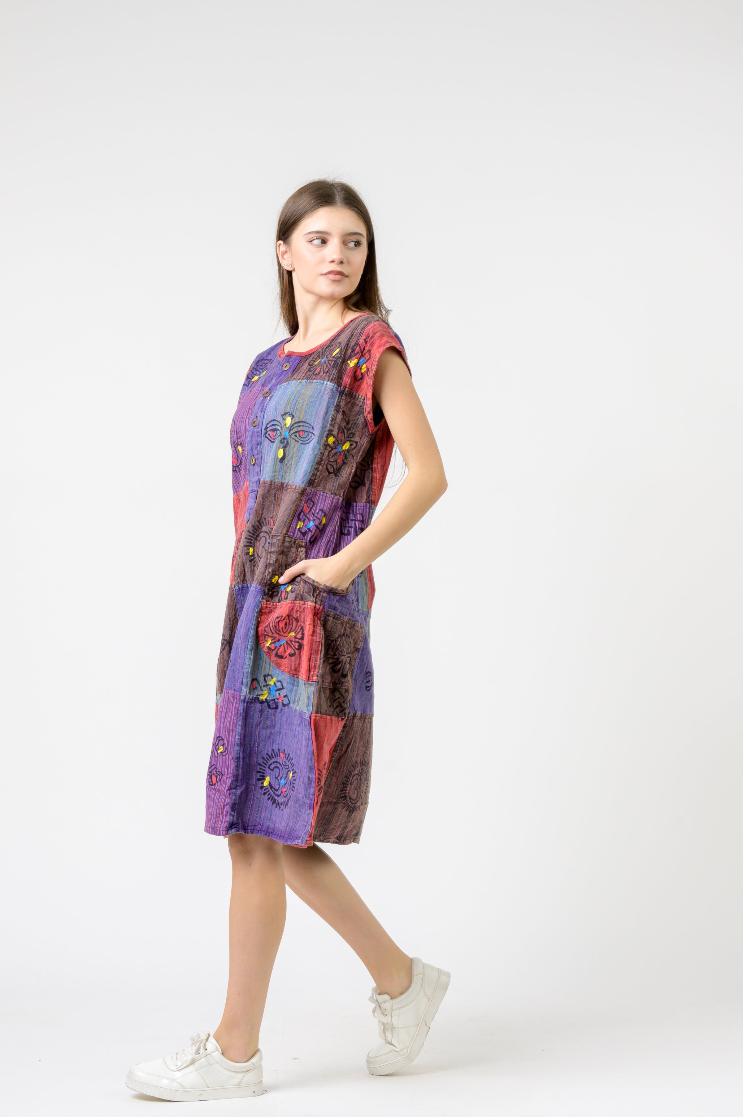 Rhea Half-Button Midi Dress (Assorted)
