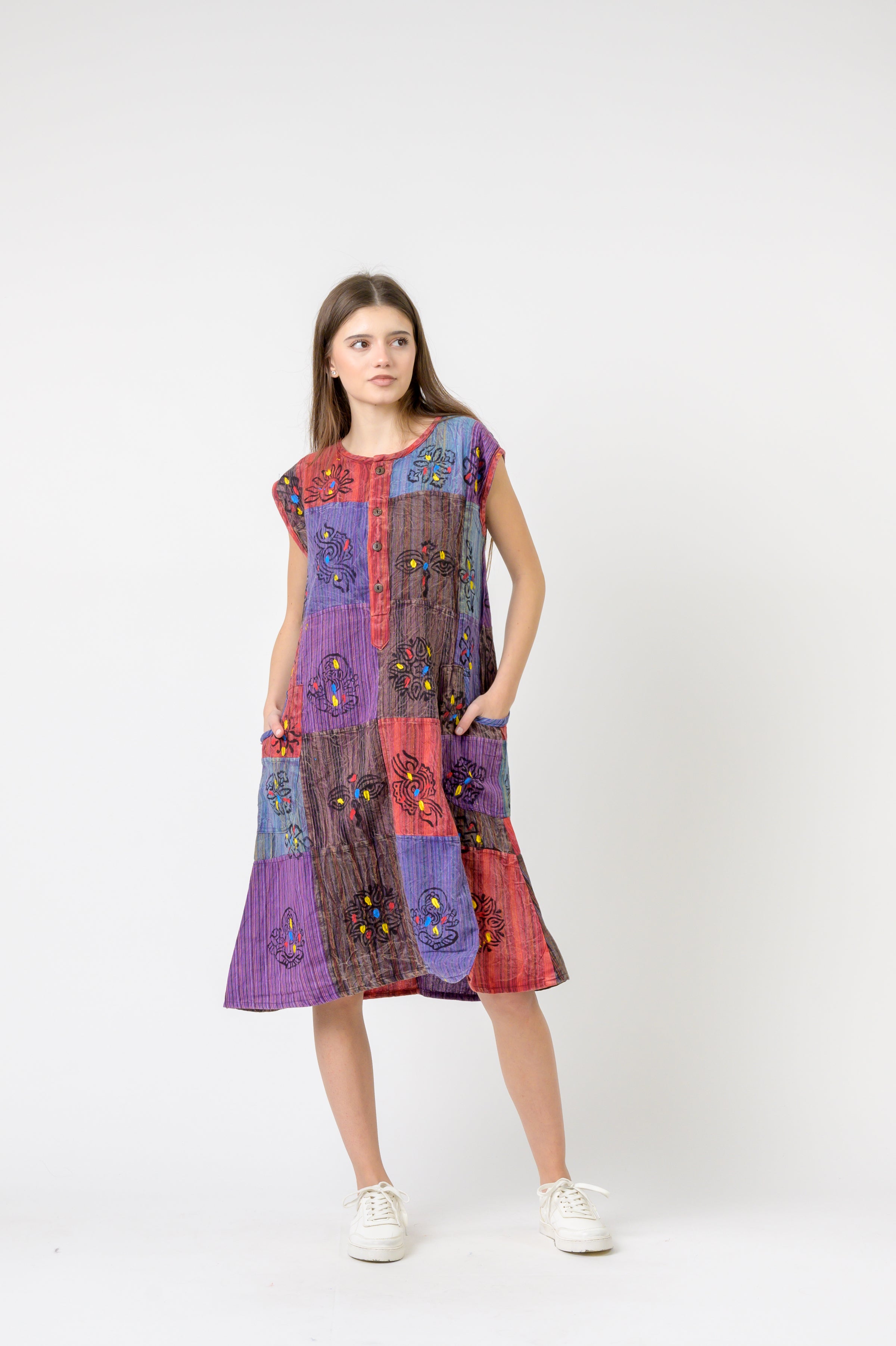 Rhea Half-Button Midi Dress