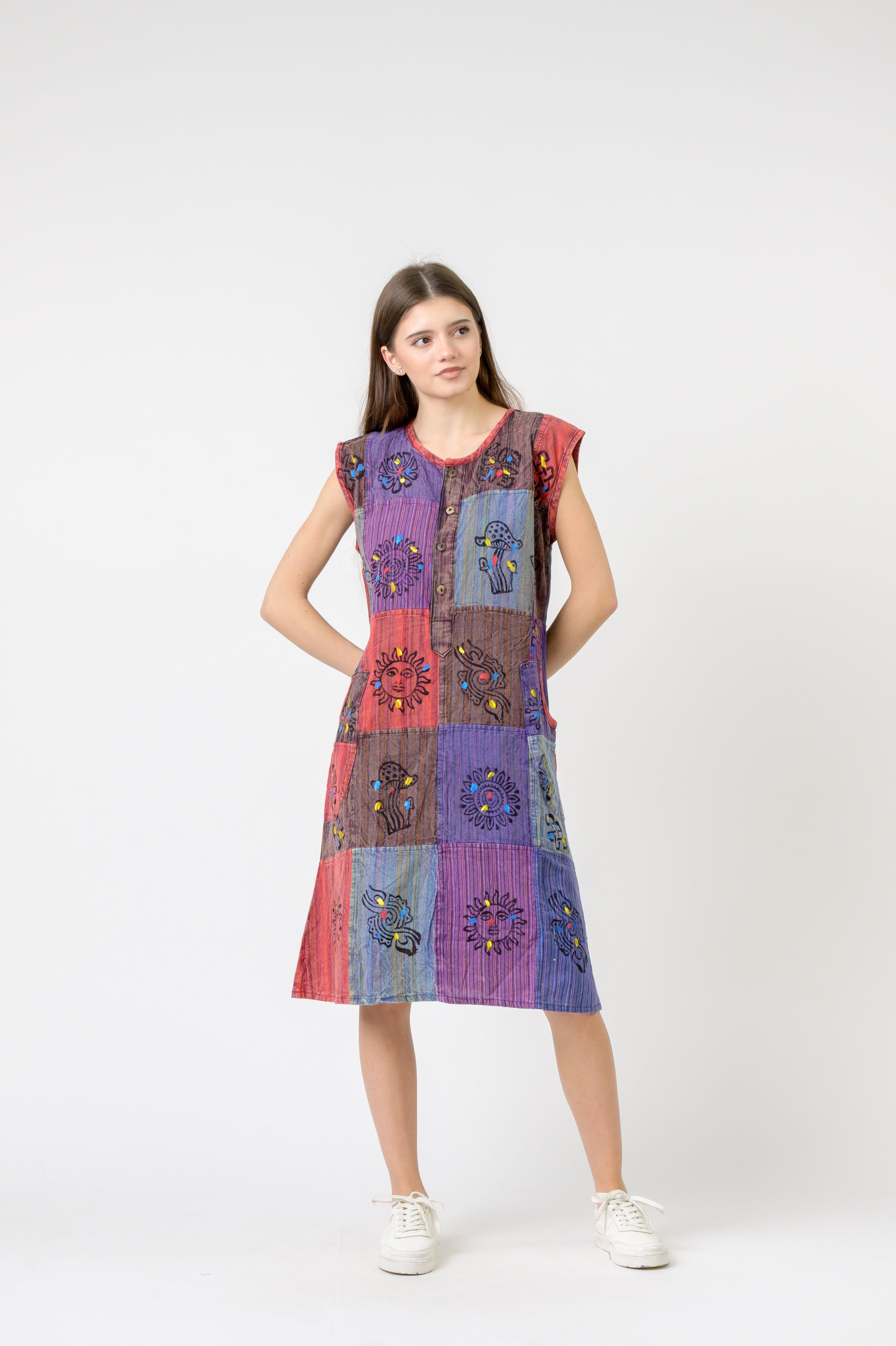 Rhea Half-Button Midi Dress