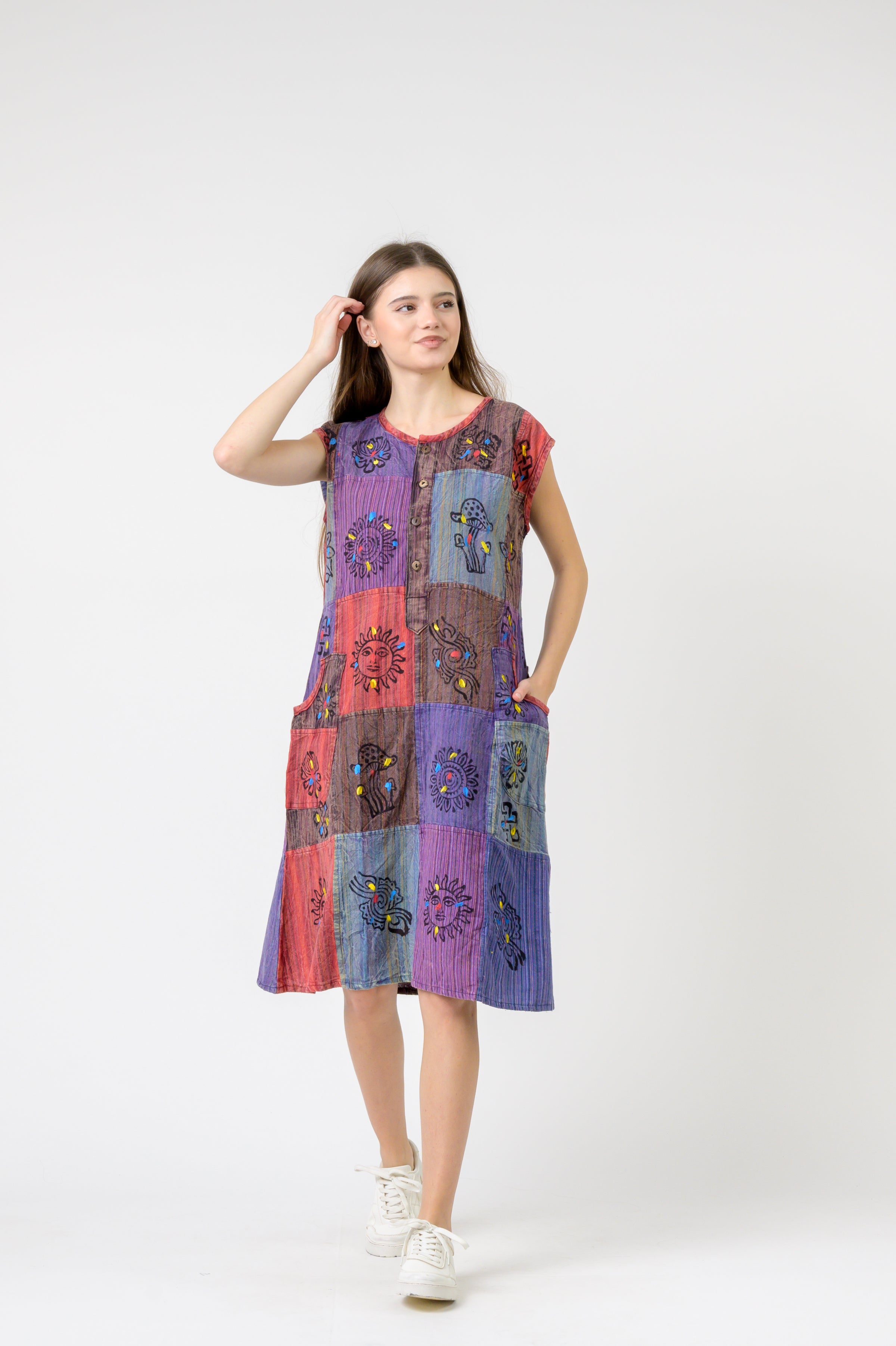 Rhea Half-Button Midi Dress