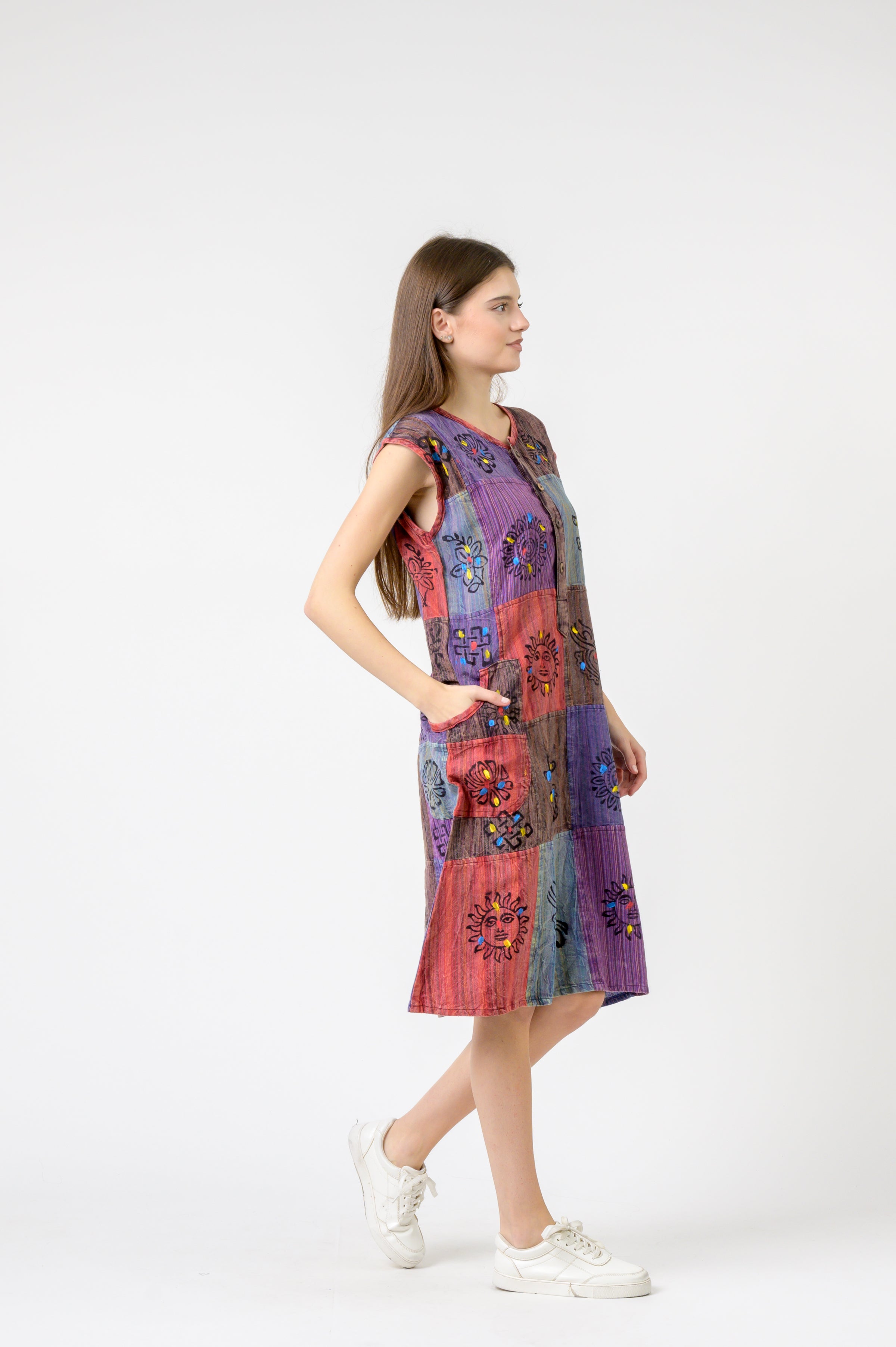 Rhea Half-Button Midi Dress (Assorted)