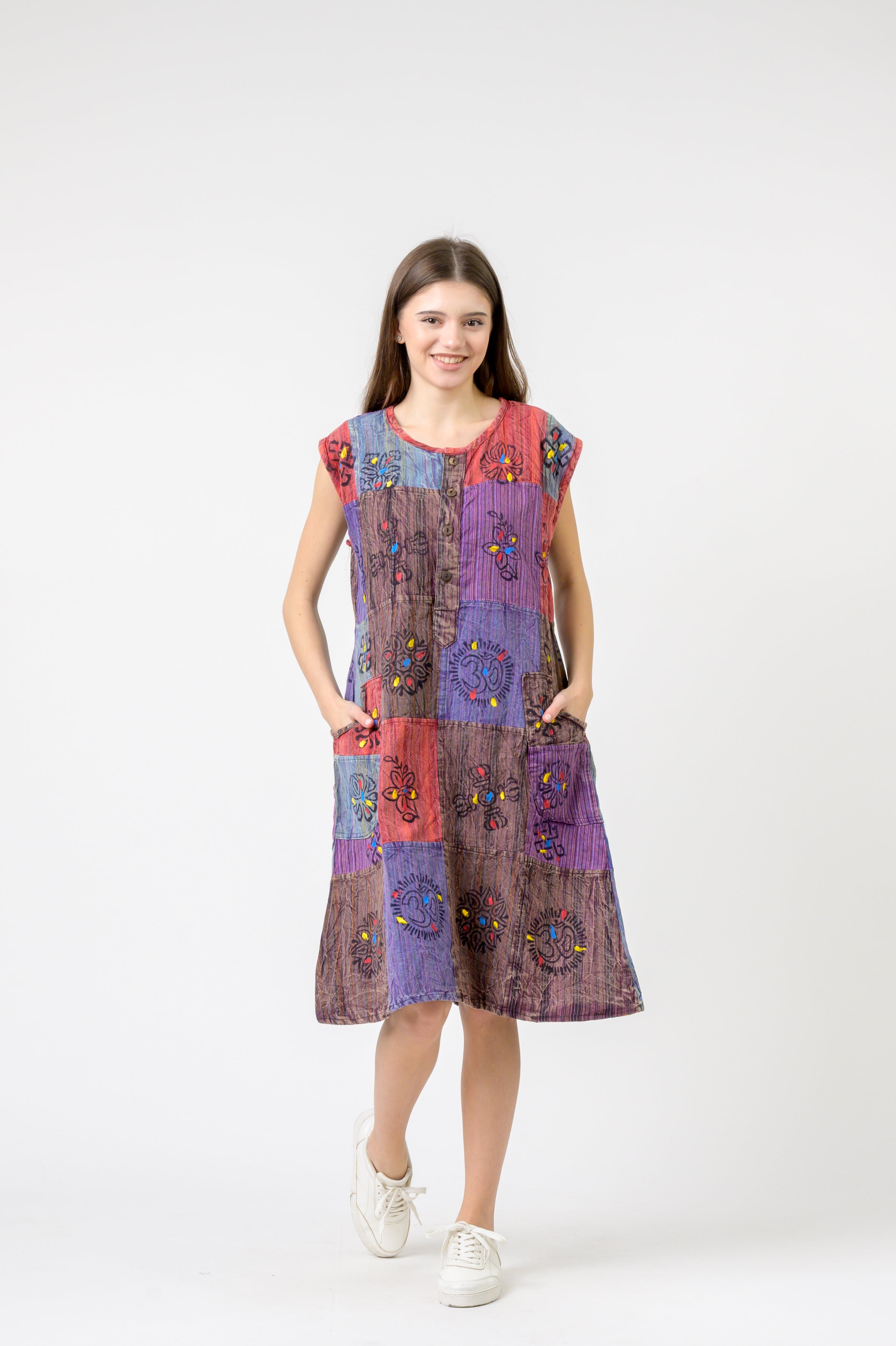 Rhea Half-Button Midi Dress (Assorted)
