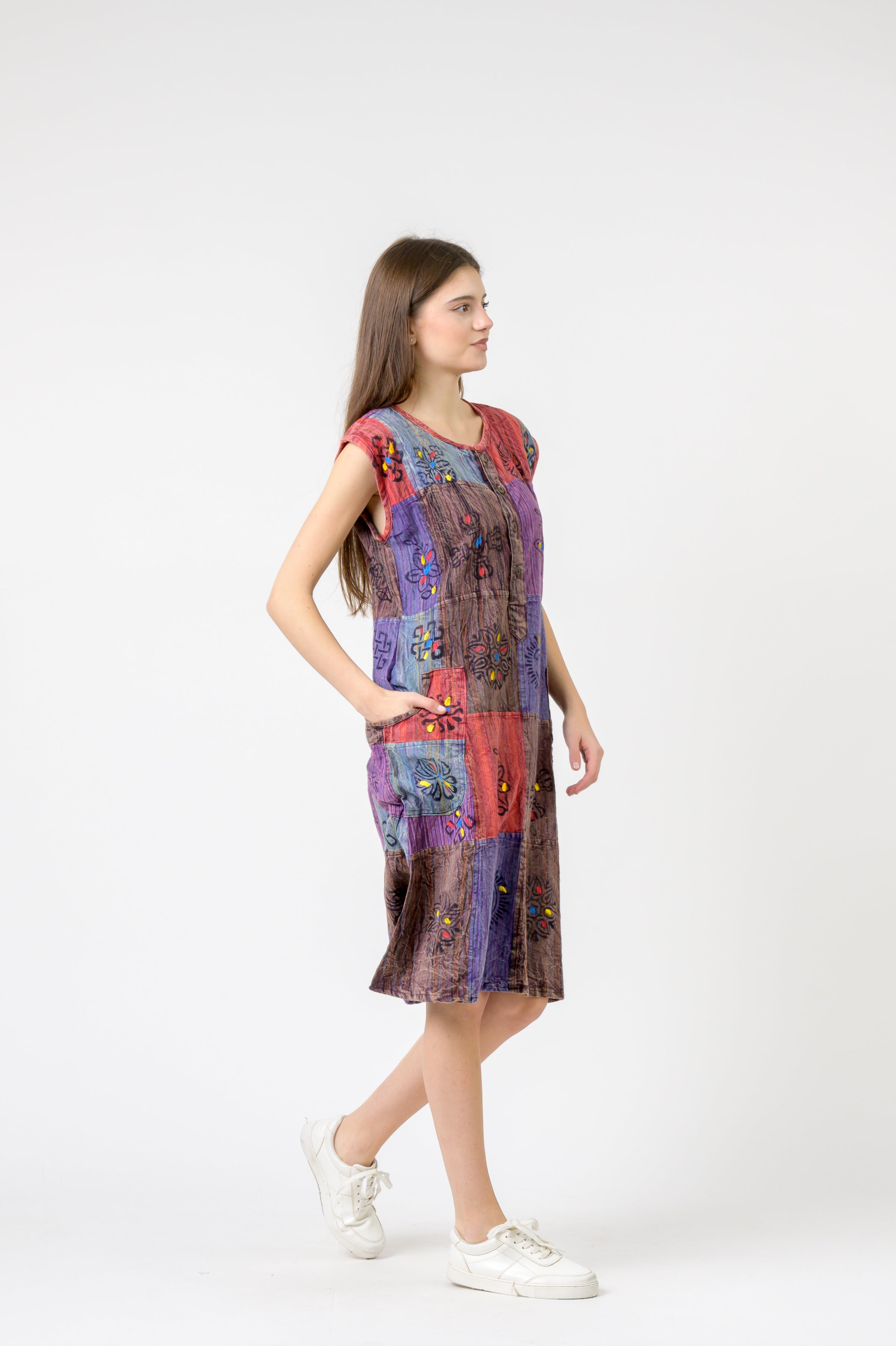 Rhea Half-Button Midi Dress