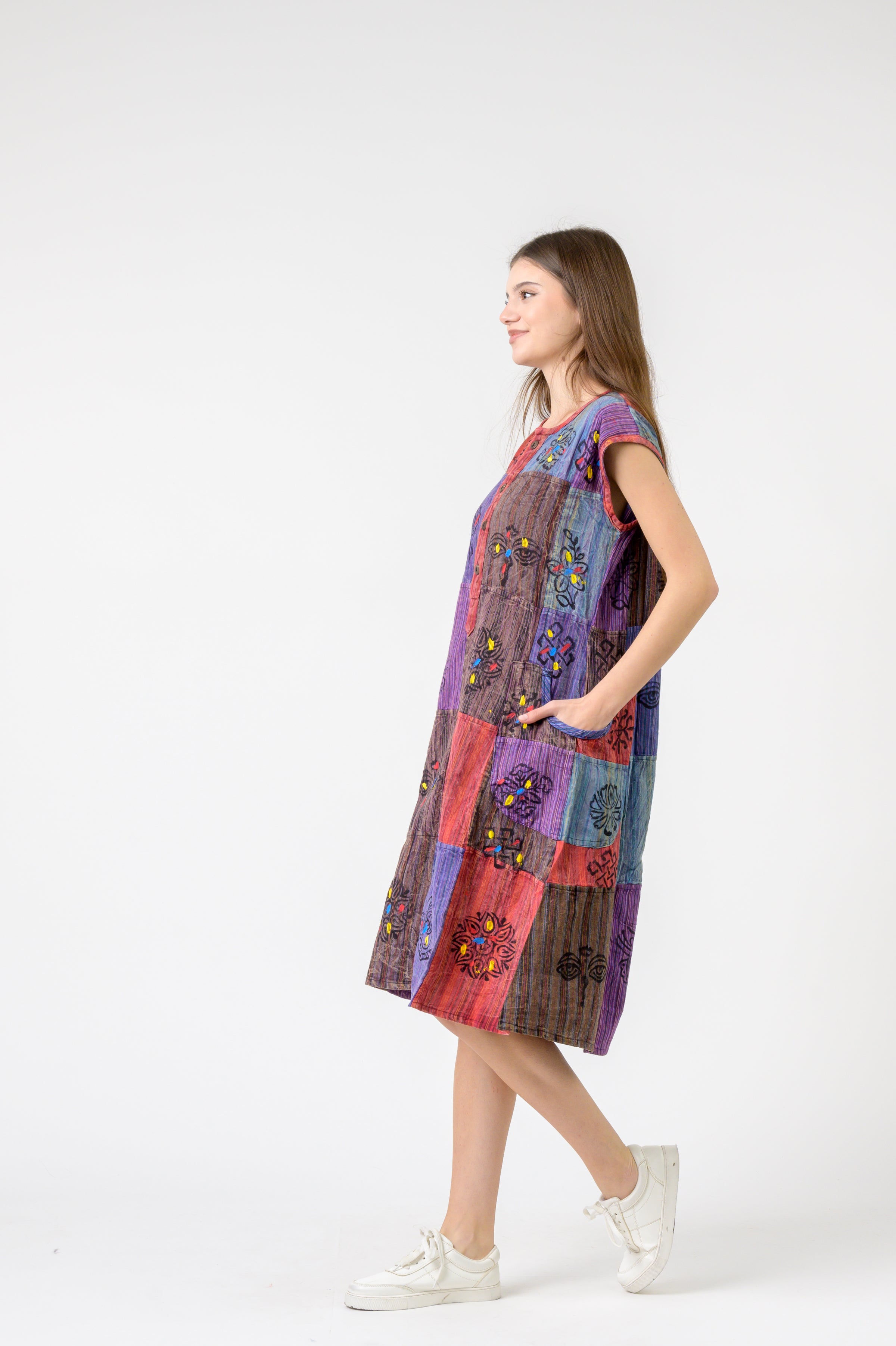 Rhea Half-Button Midi Dress