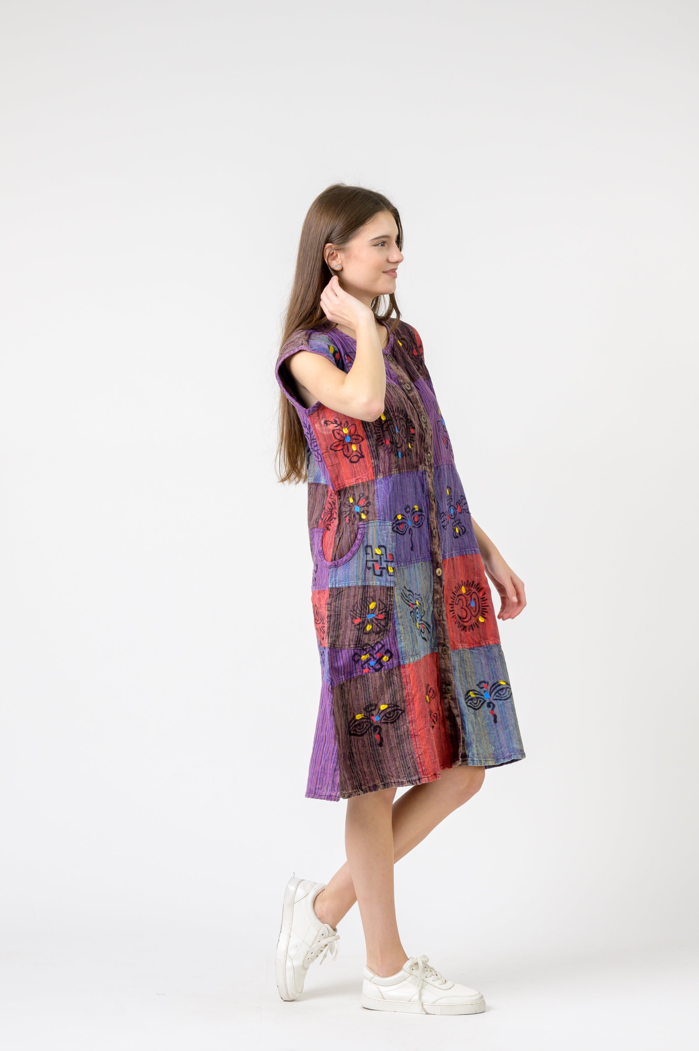 Rhea Half-Button Midi Dress (Assorted)