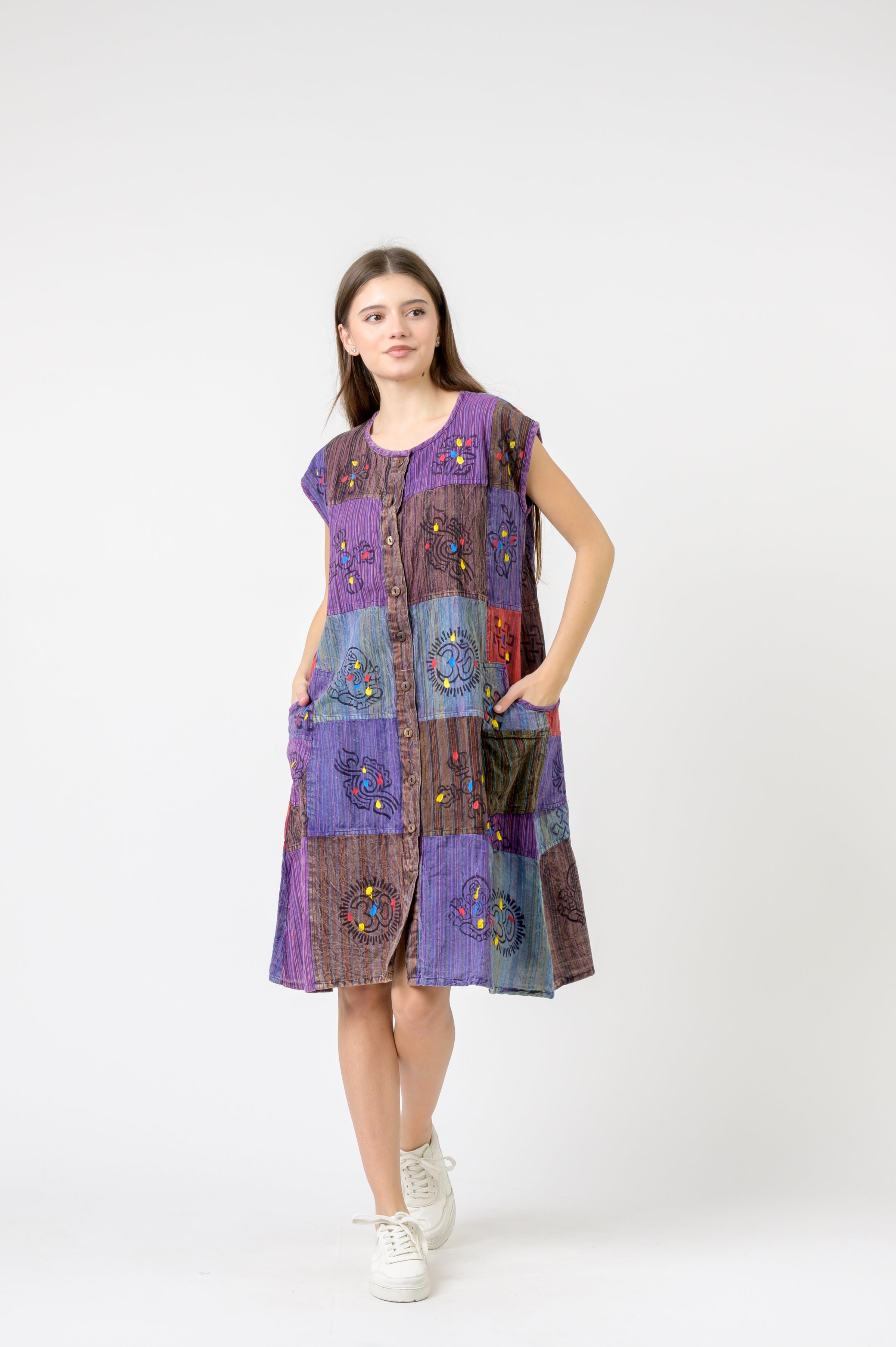 Rhea Half-Button Midi Dress (Assorted)