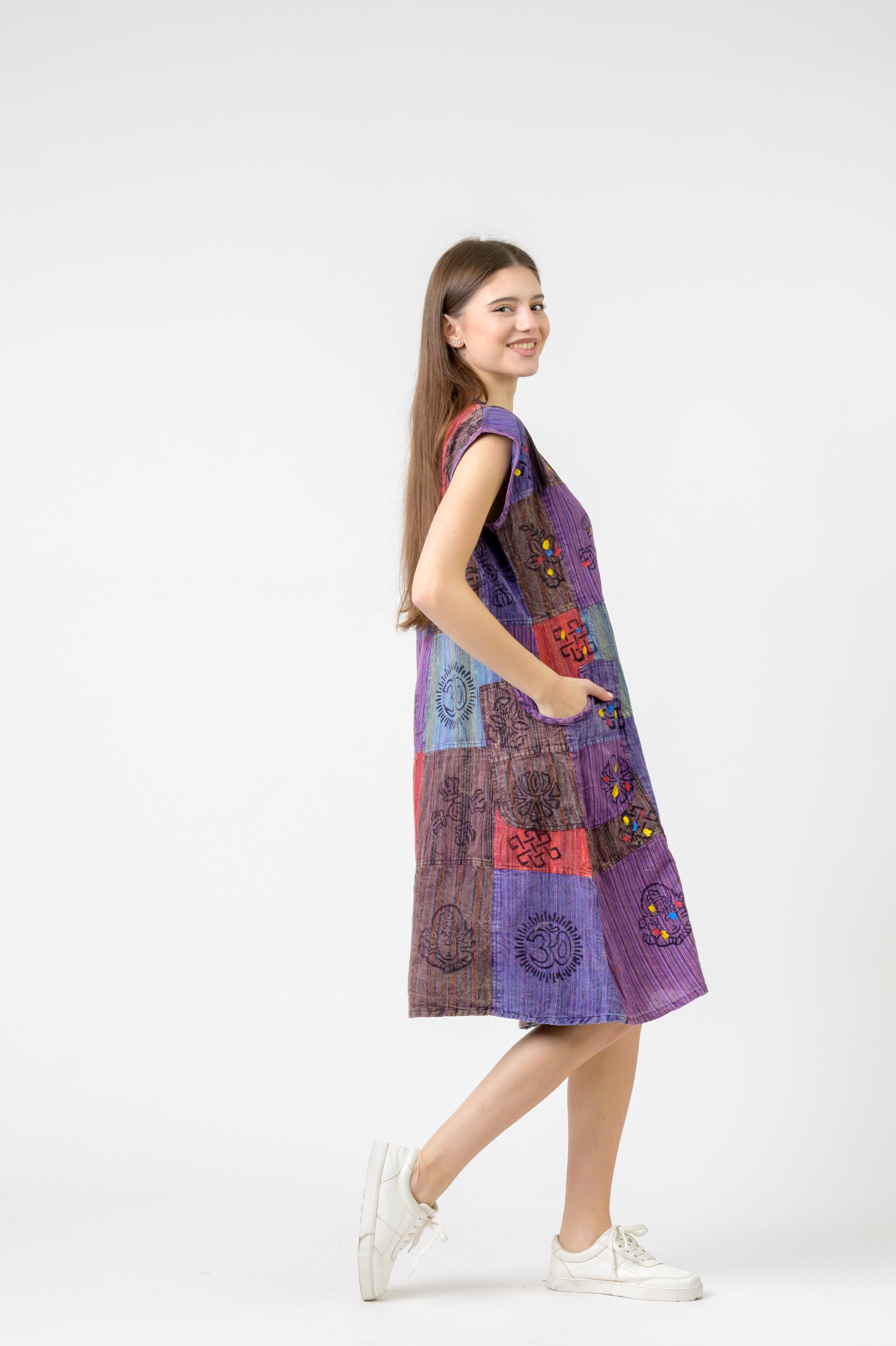 Rhea Half-Button Midi Dress (Assorted)