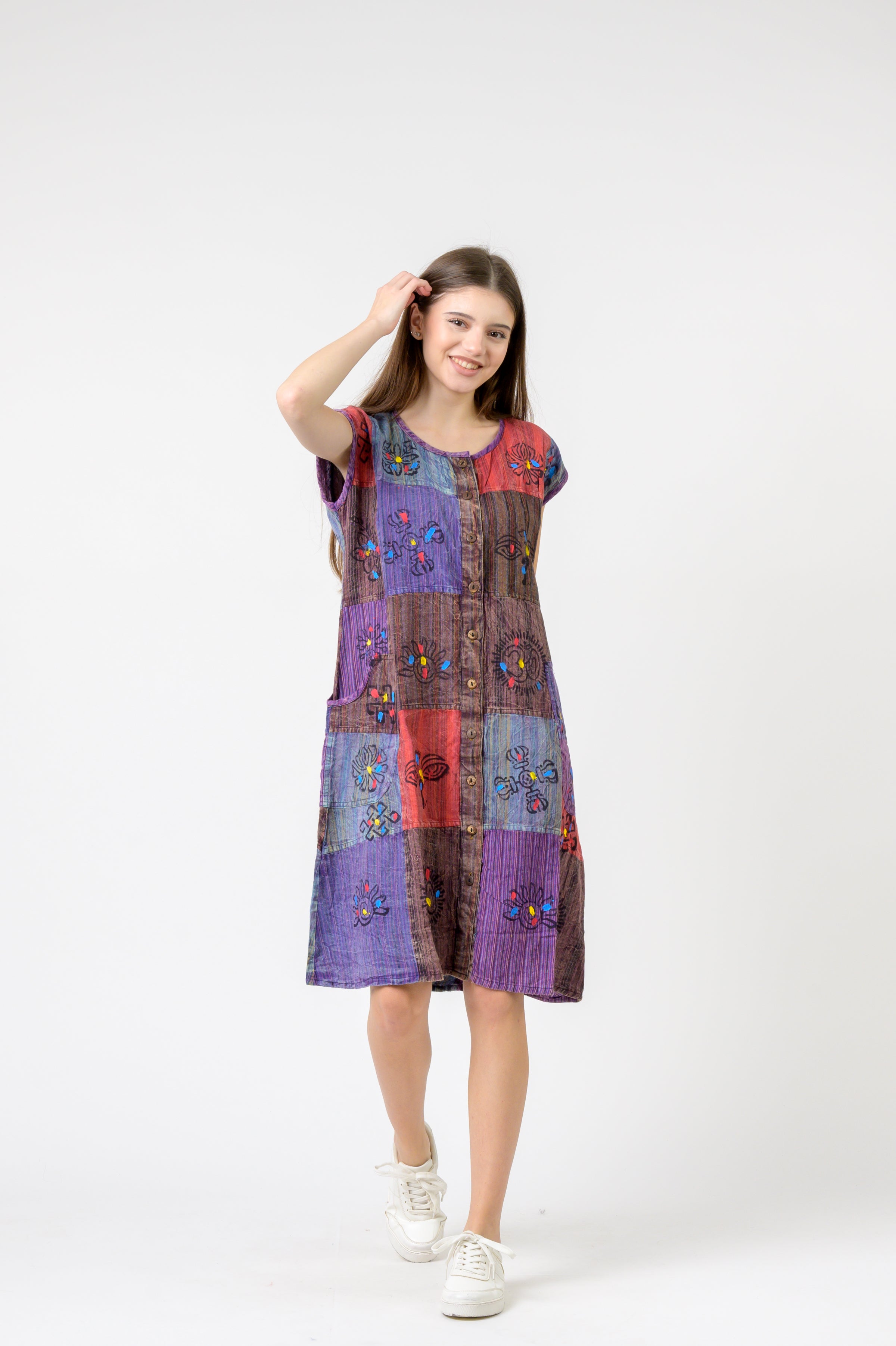 Rhea Half-Button Midi Dress (Assorted)
