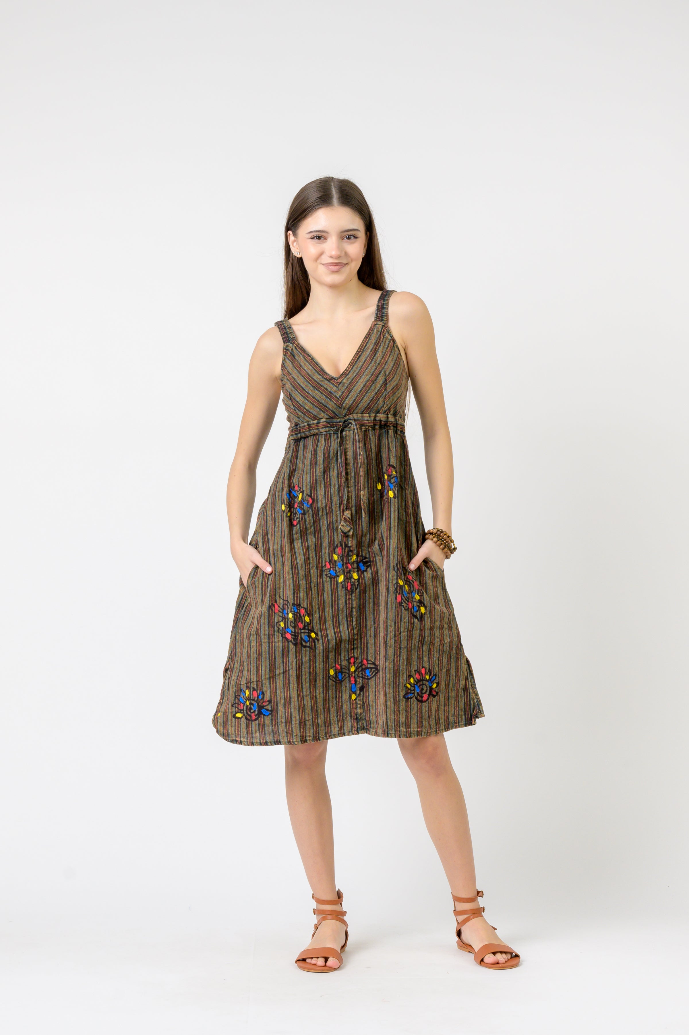 Rhea Cotton and Stripes Dress