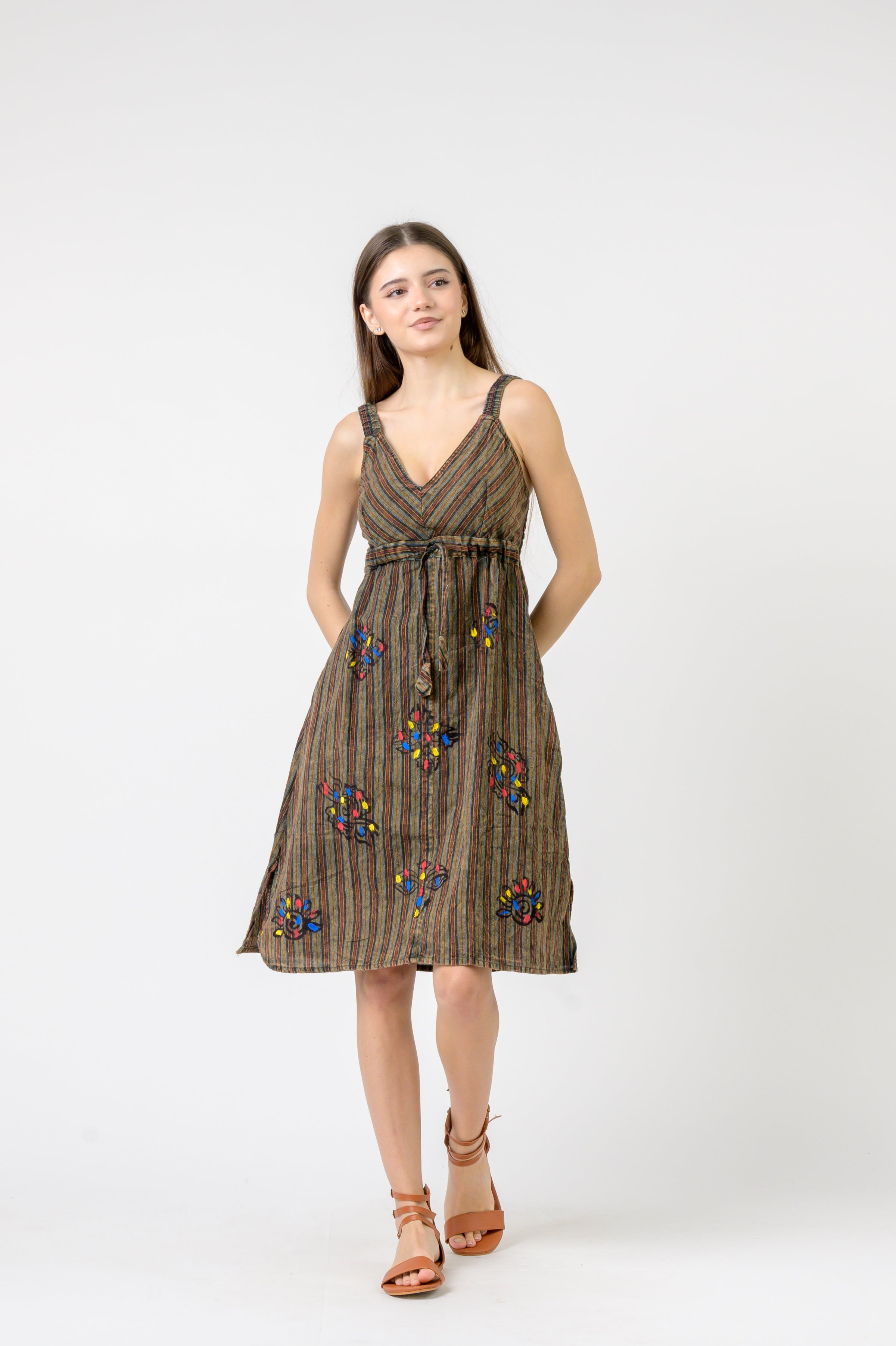 Rhea Cotton and Stripes Dress