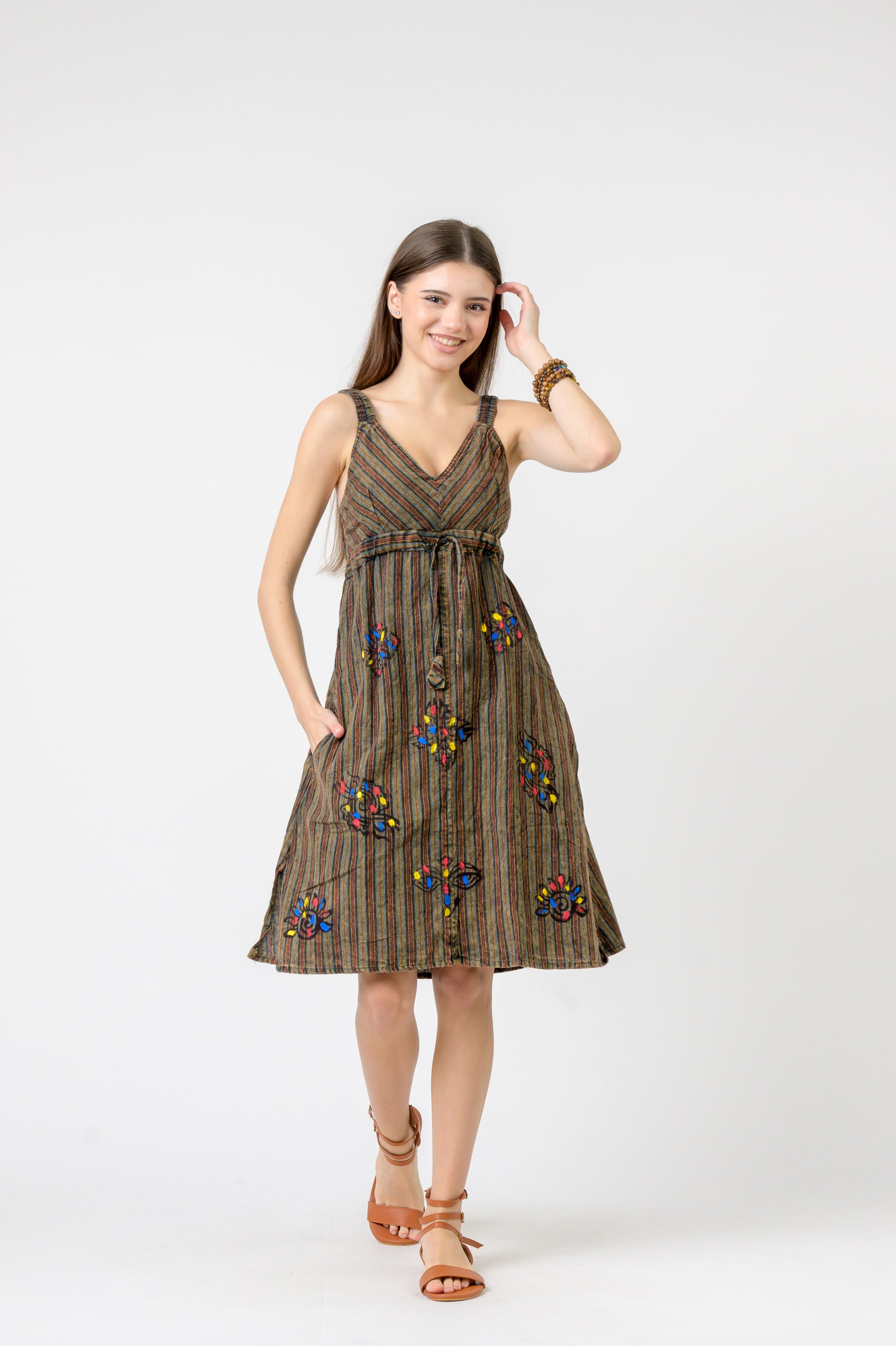 Rhea Cotton and Stripes Dress