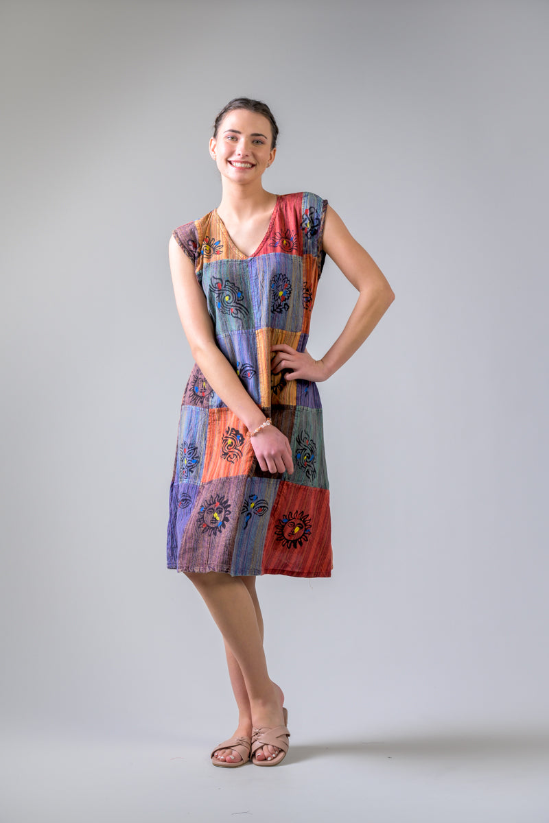 Rhea Bold Mix Cotton Dress (Assorted)
