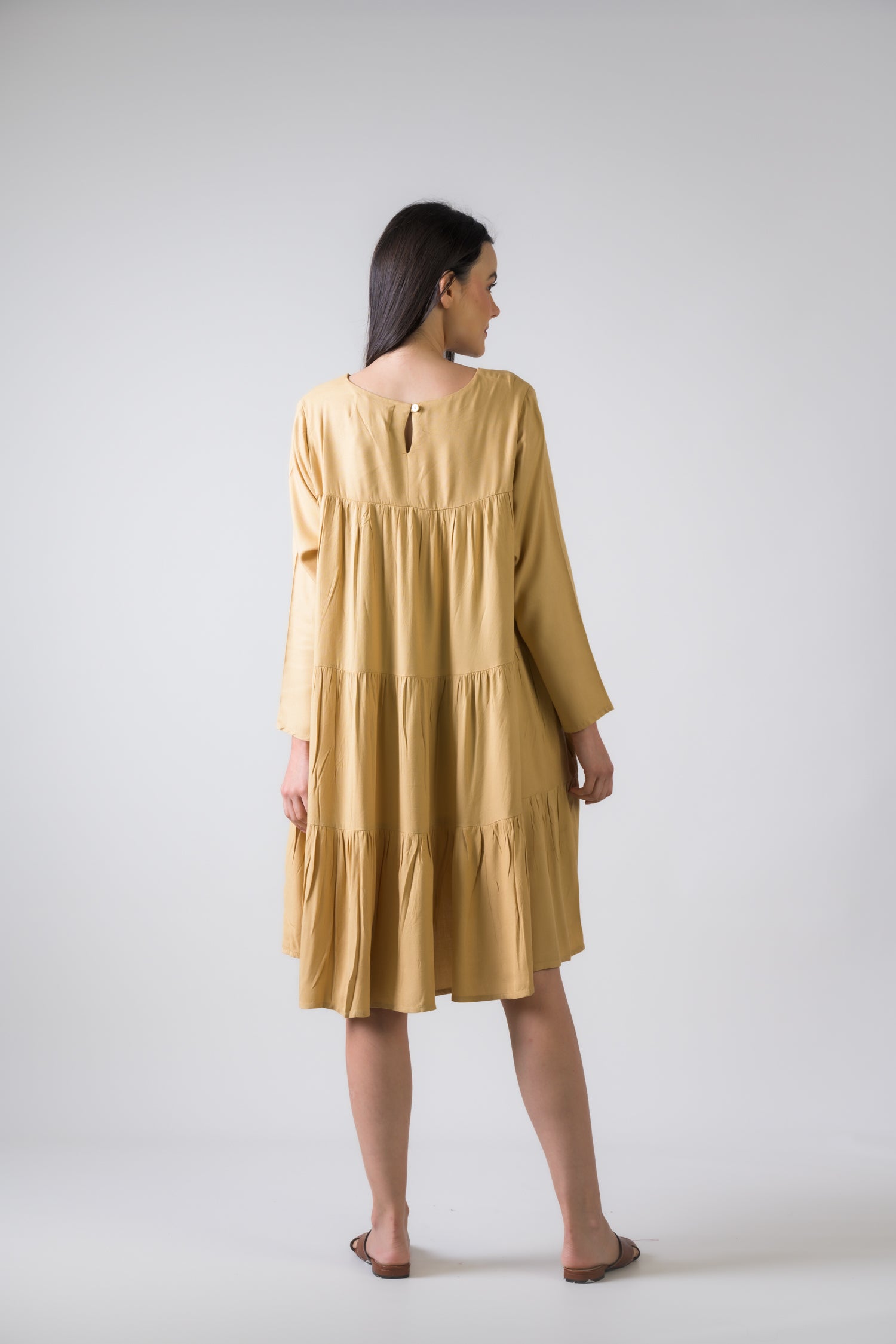 Rhea Turin Dress with Long Sleeves Beige / L/X