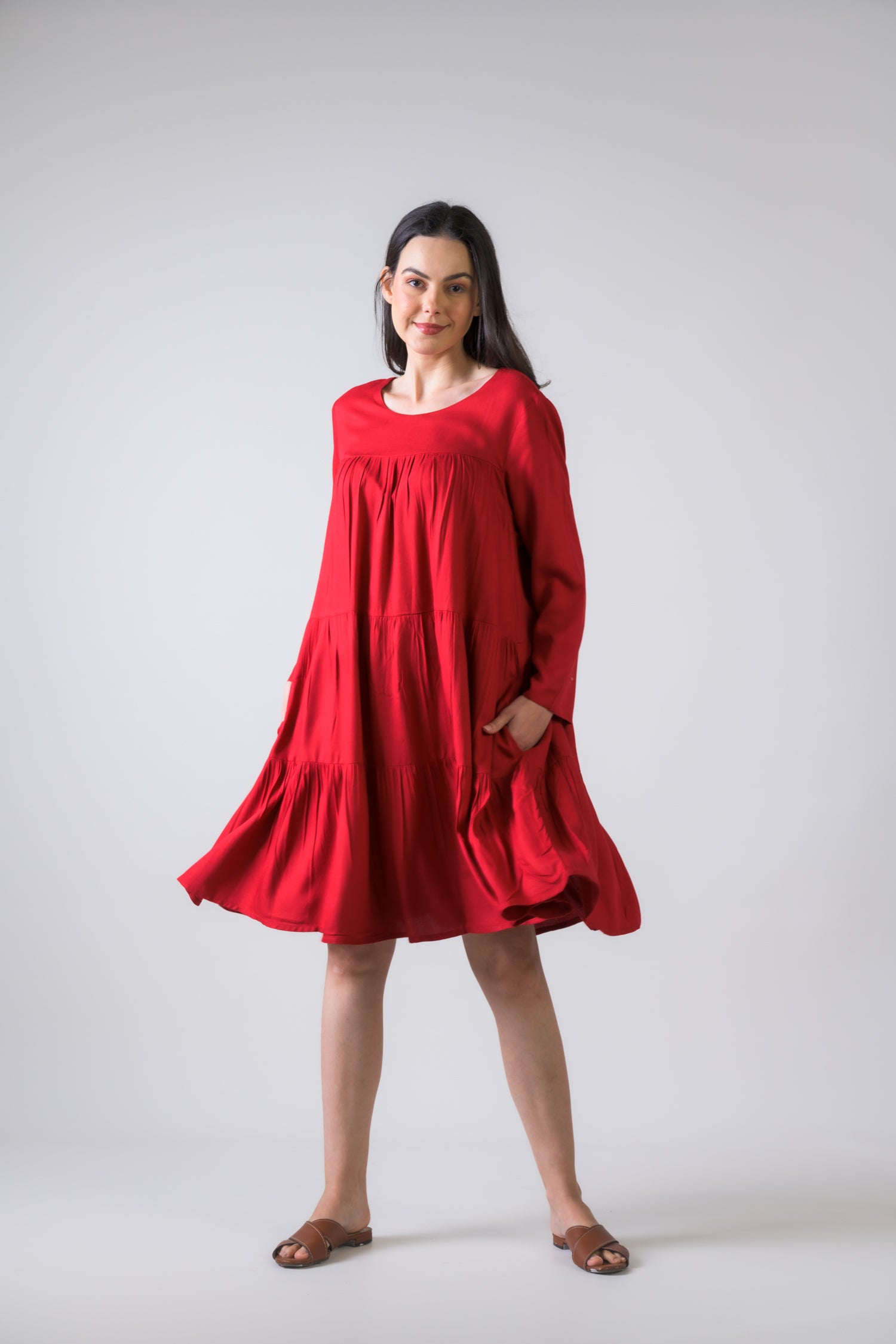 Rhea Turin Dress with Long Sleeves Black / S/M