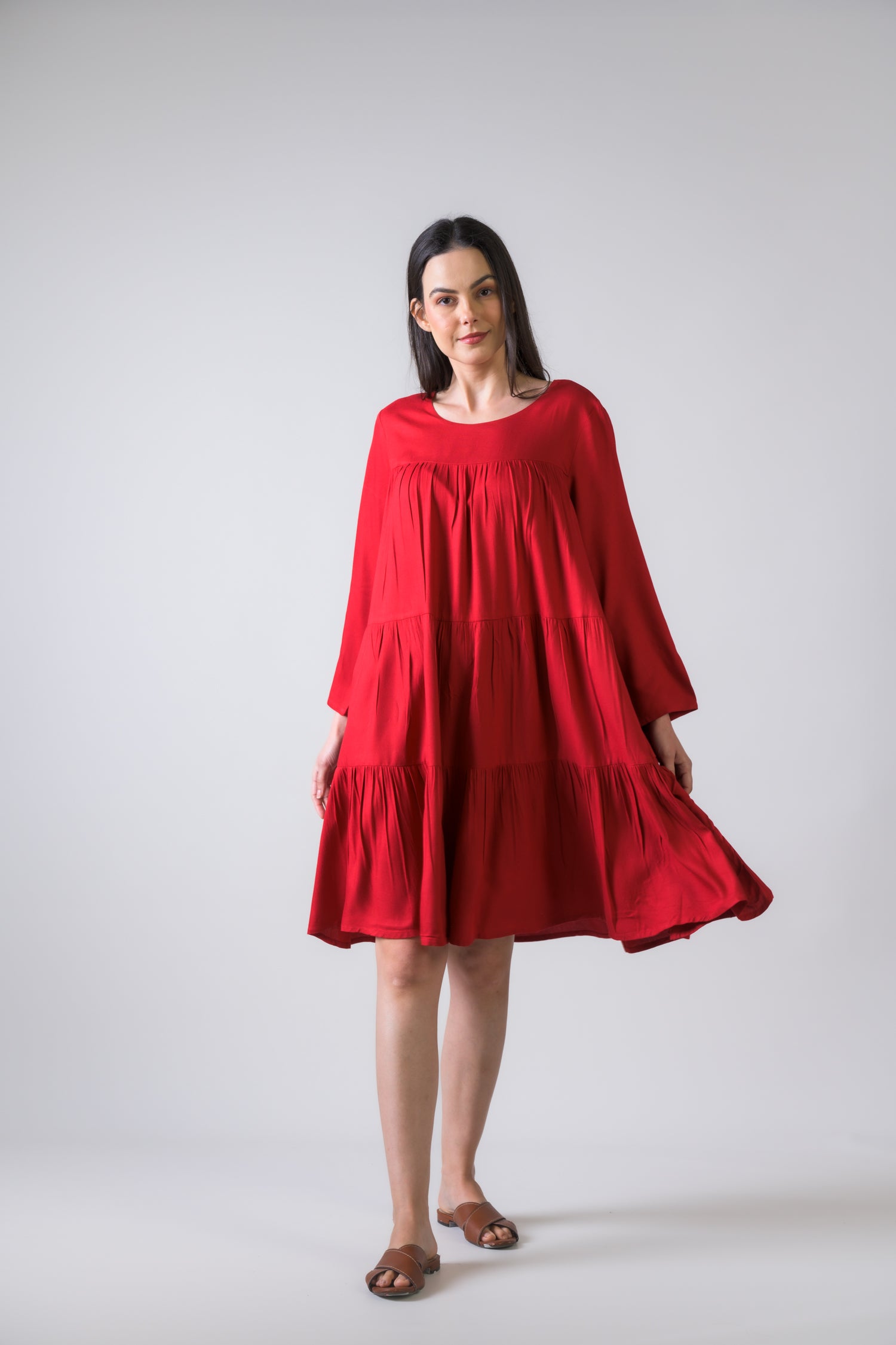 Rhea Turin Dress with Long Sleeves Black / S/M