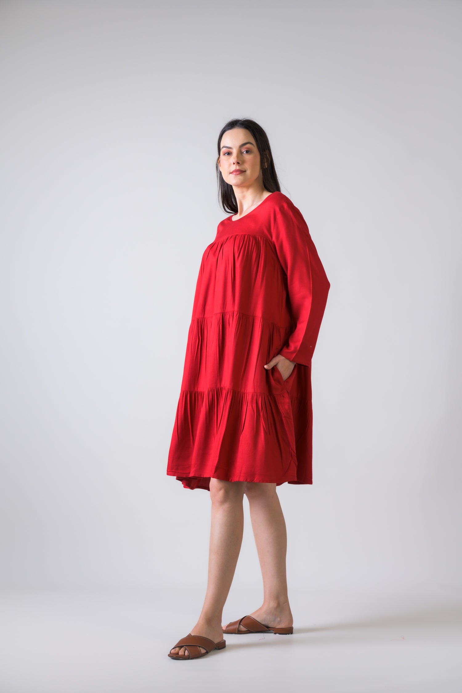 Rhea Turin Dress with Long Sleeves Black / S/M