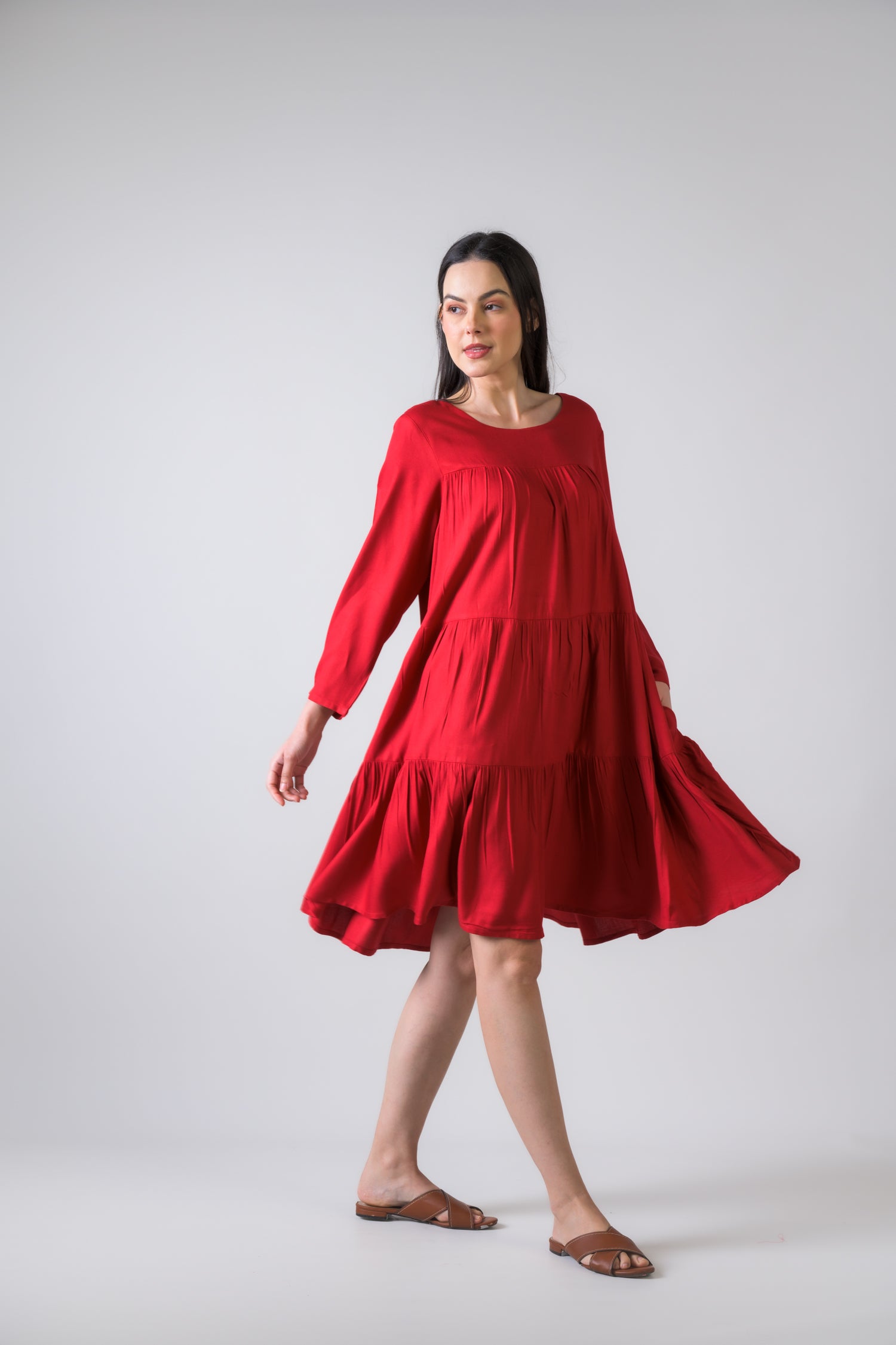 Rhea Turin Dress with Long Sleeves Black / S/M