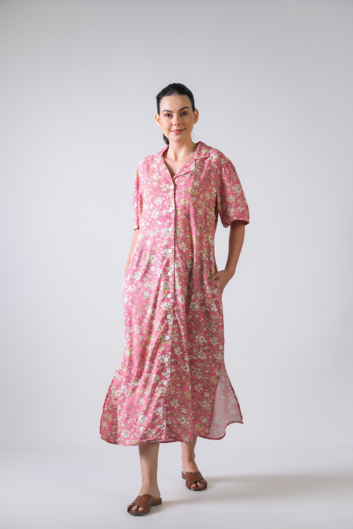 Rhea Flower Print Griffon Dress Green / S/M