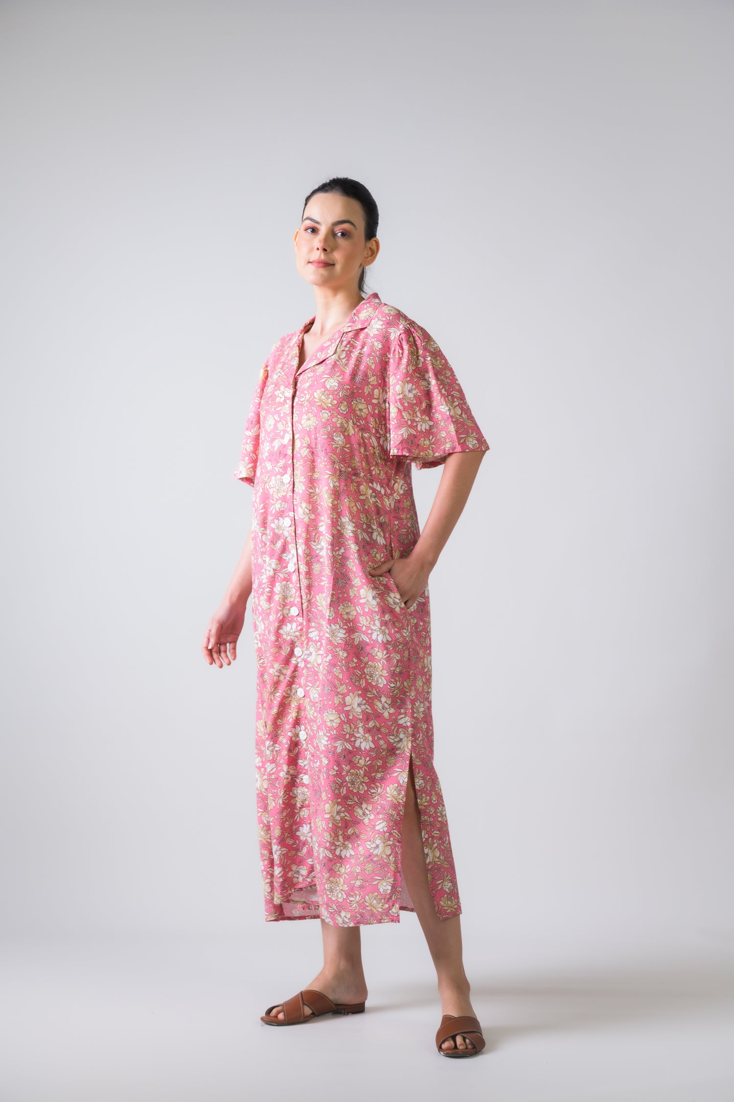 Rhea Flower Print Griffon Dress Green / S/M