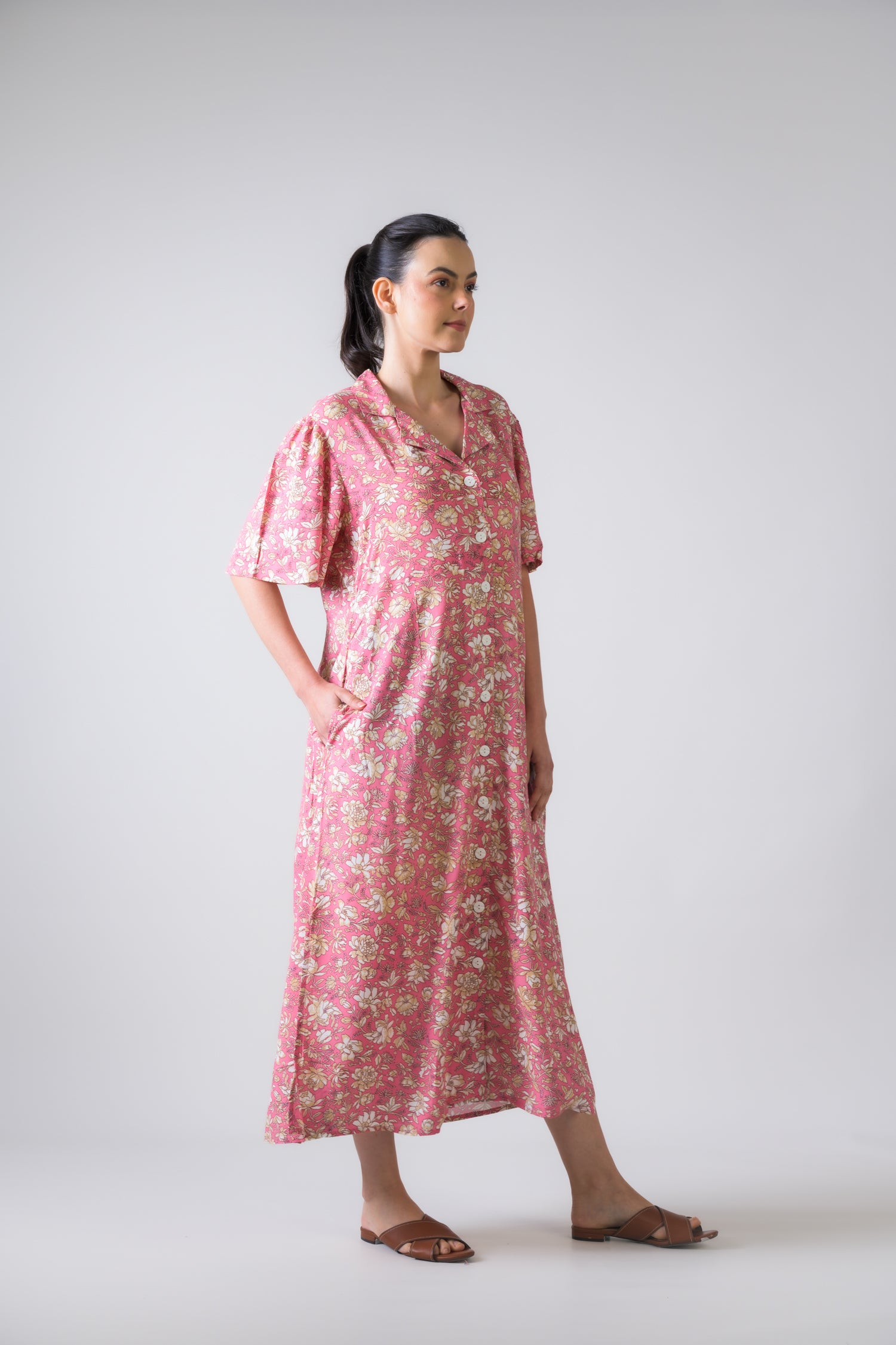 Rhea Flower Print Griffon Dress Green / S/M