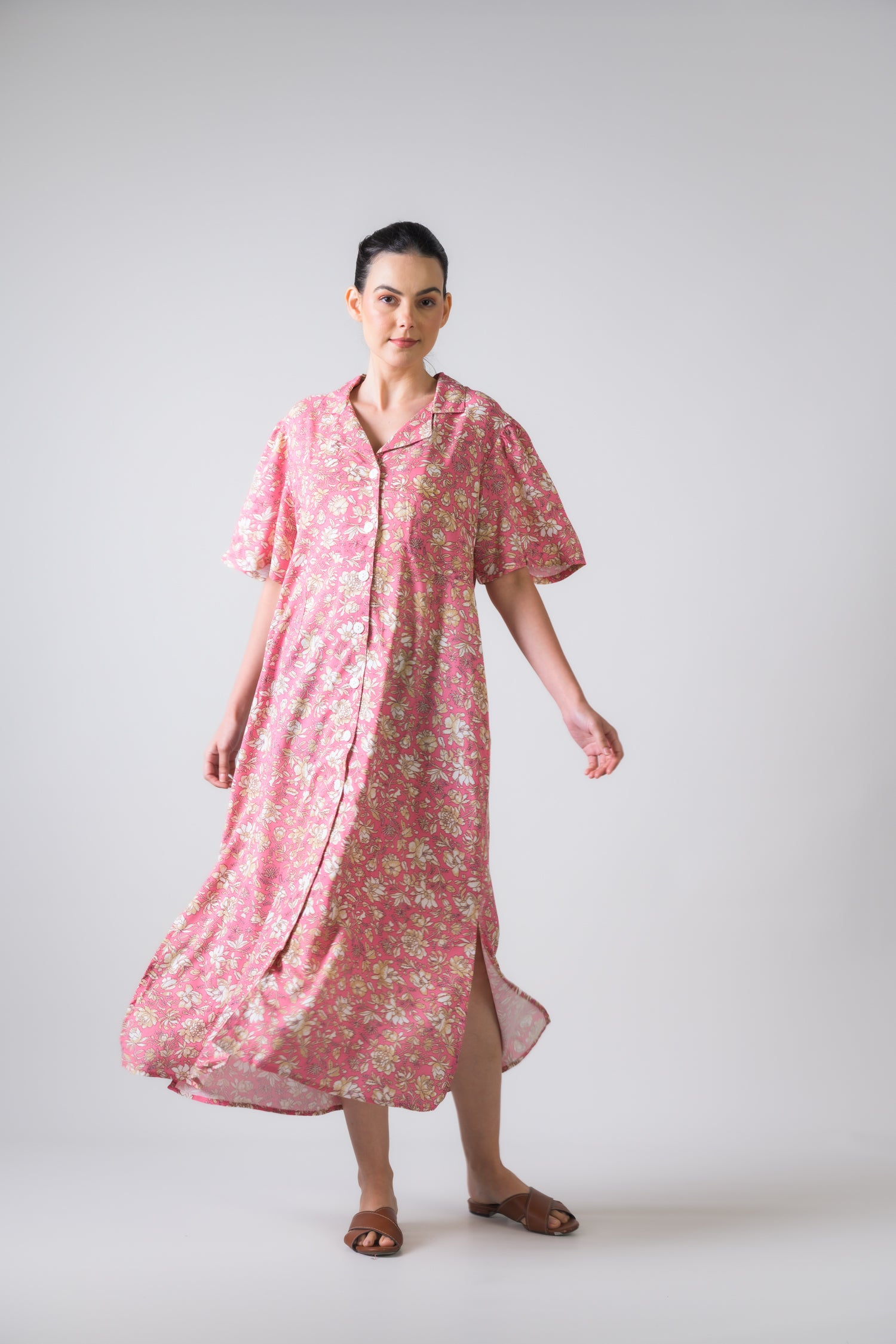 Rhea Flower Print Griffon Dress Green / S/M