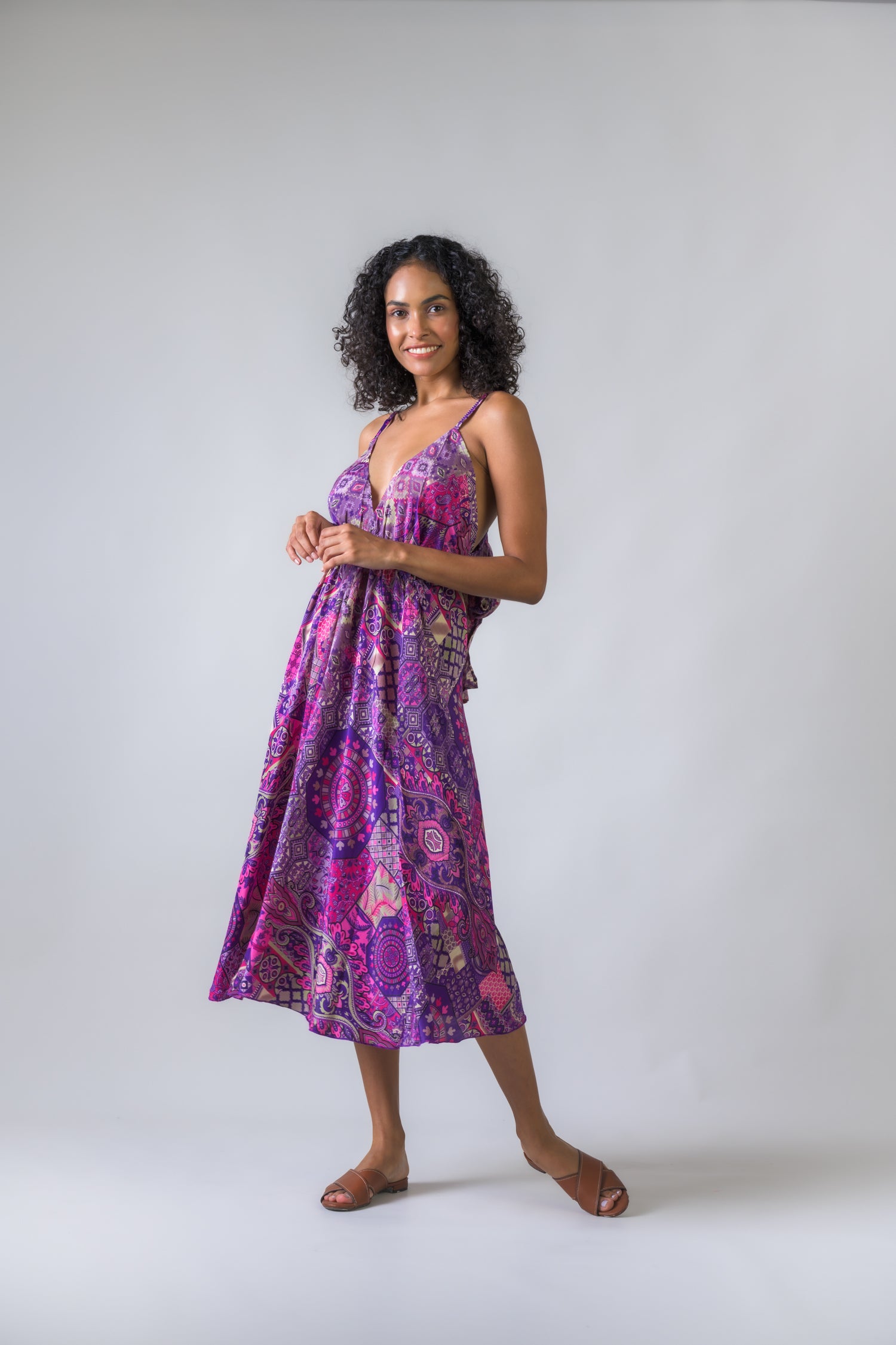 Rhea Backless Halter Dress Variad color / One Size