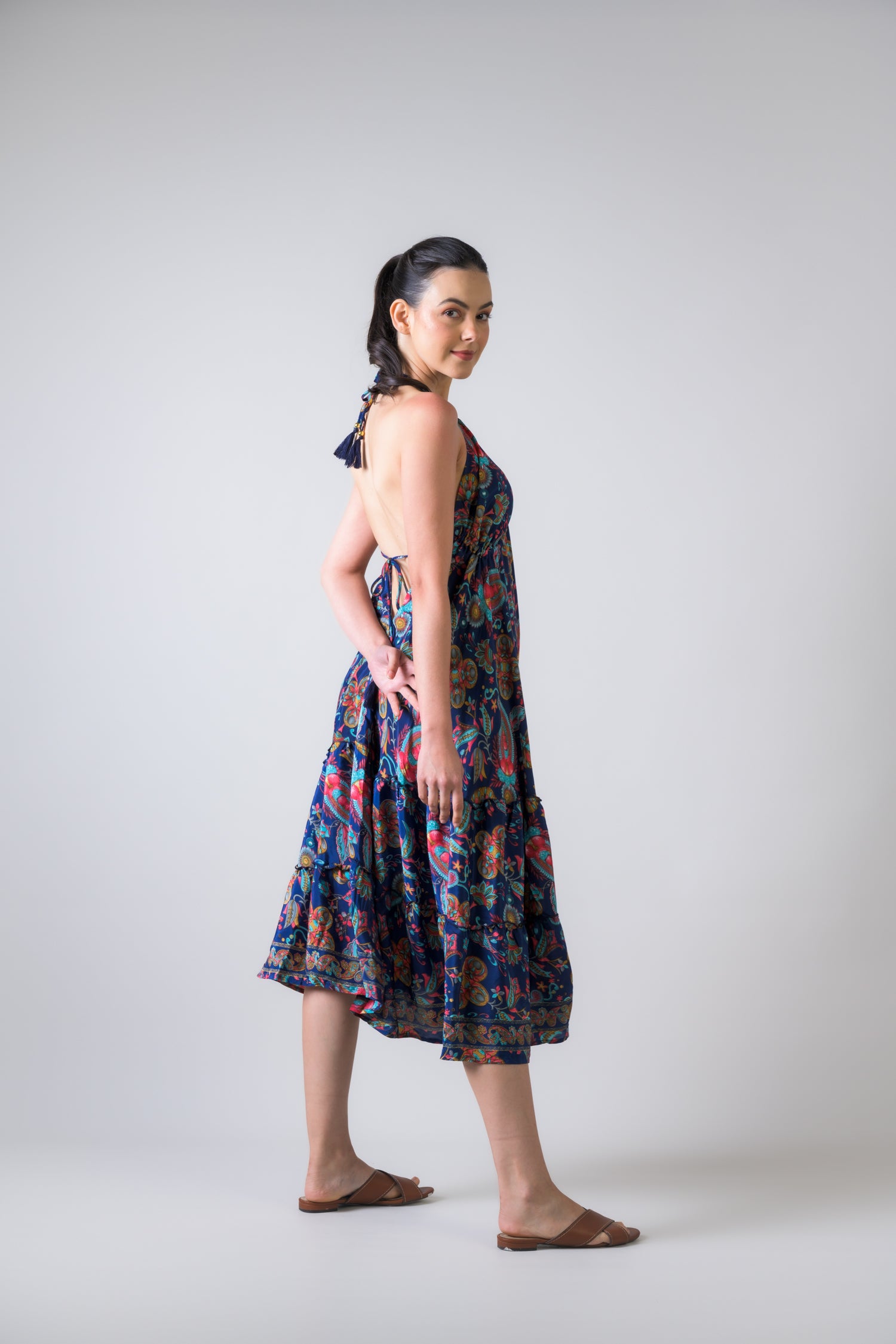 Rhea Dori Pattern Dress Blue / One Size