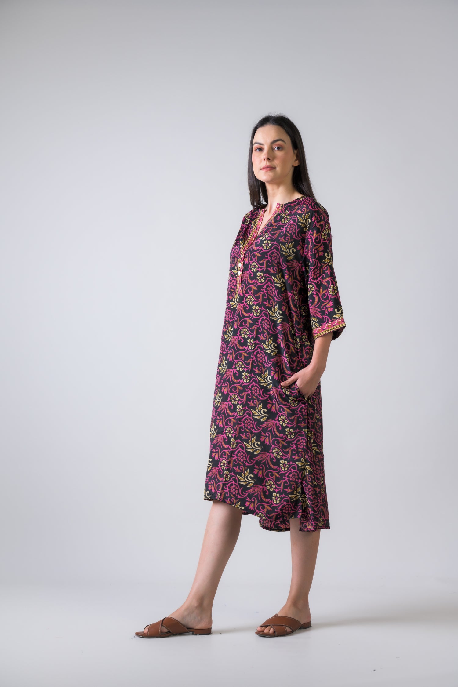 Rhea Pattern Print Short Dress Sea Green / One Size