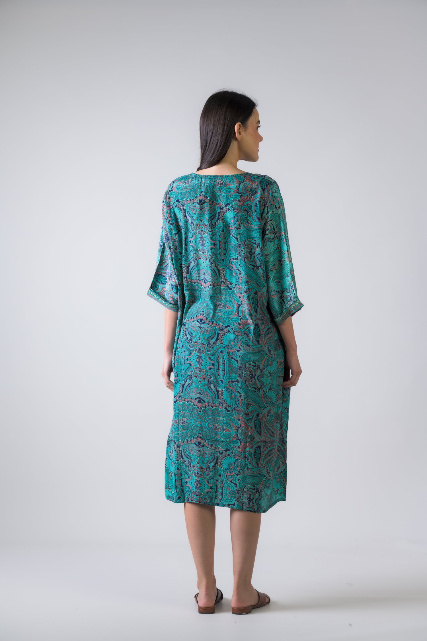 Rhea Pattern Print Short Dress Sea Green / One Size