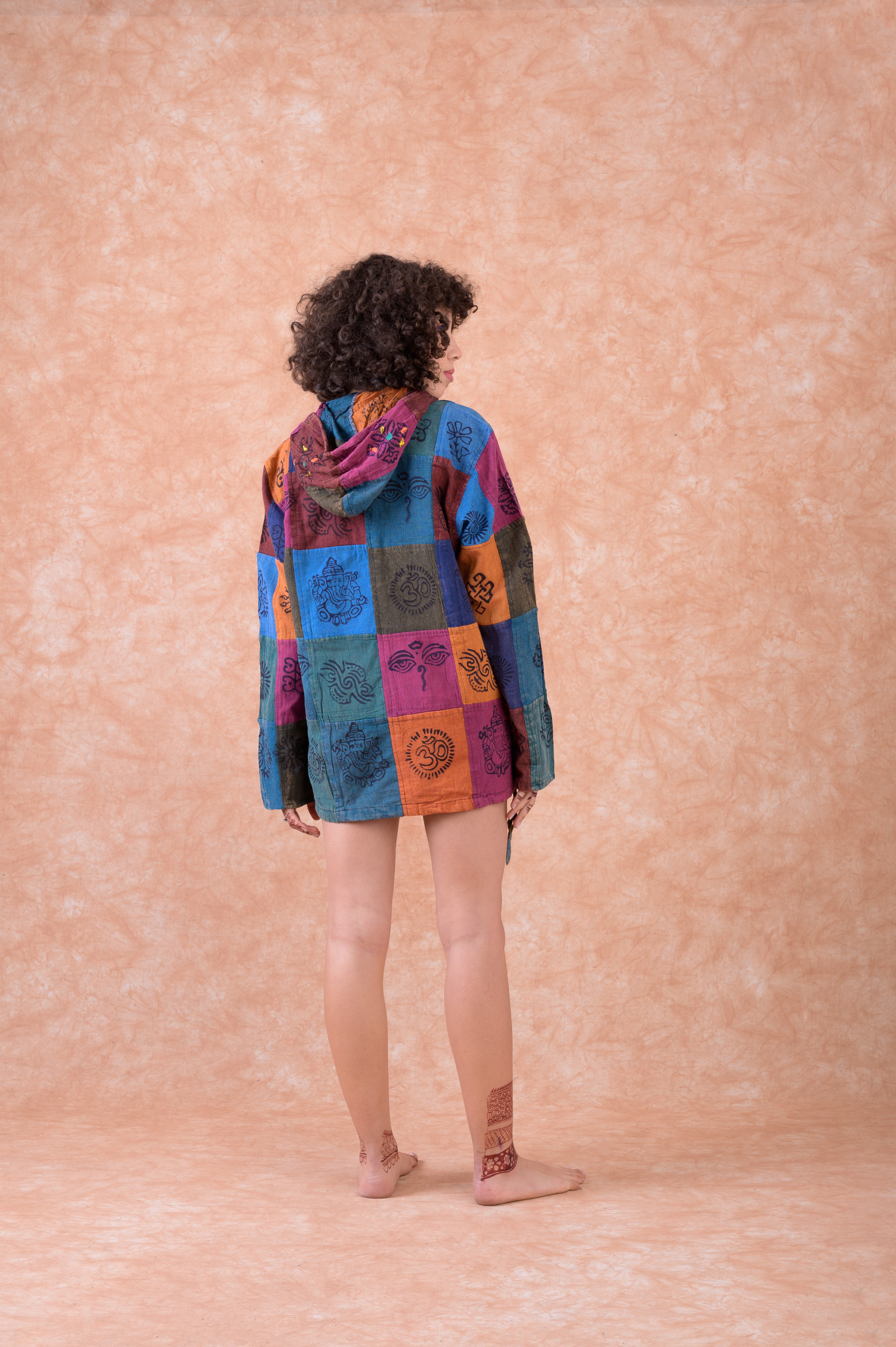 Rhea Patchwork Henley Hoodie