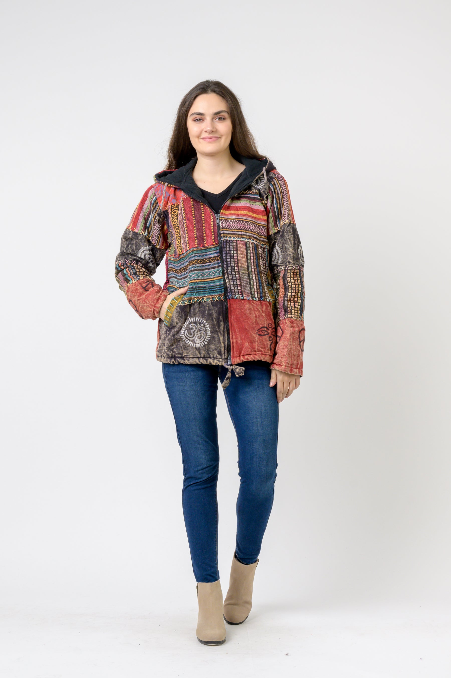 Rhea Pied Zipper Hoodie