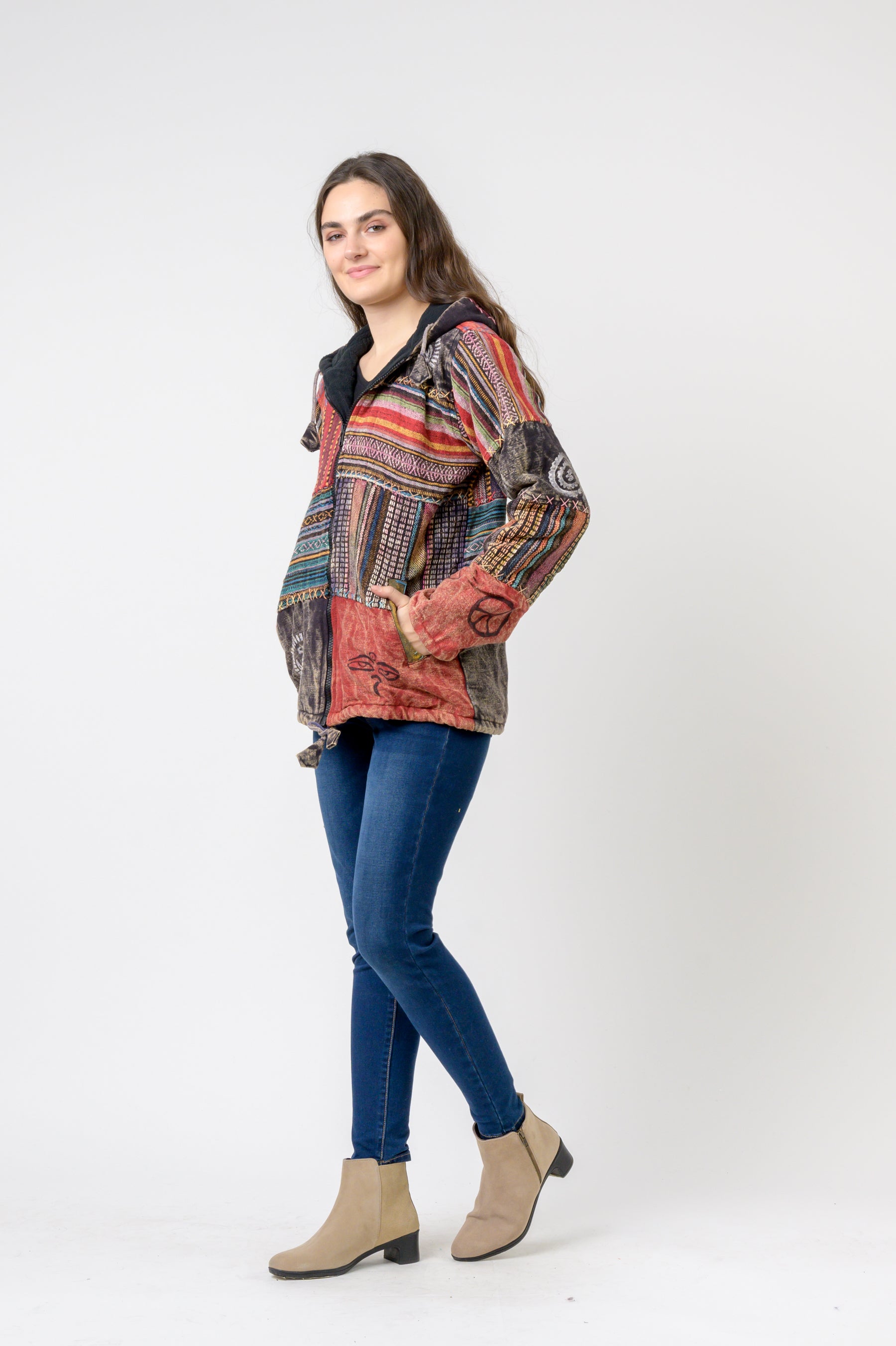 Rhea Pied Zipper Hoodie